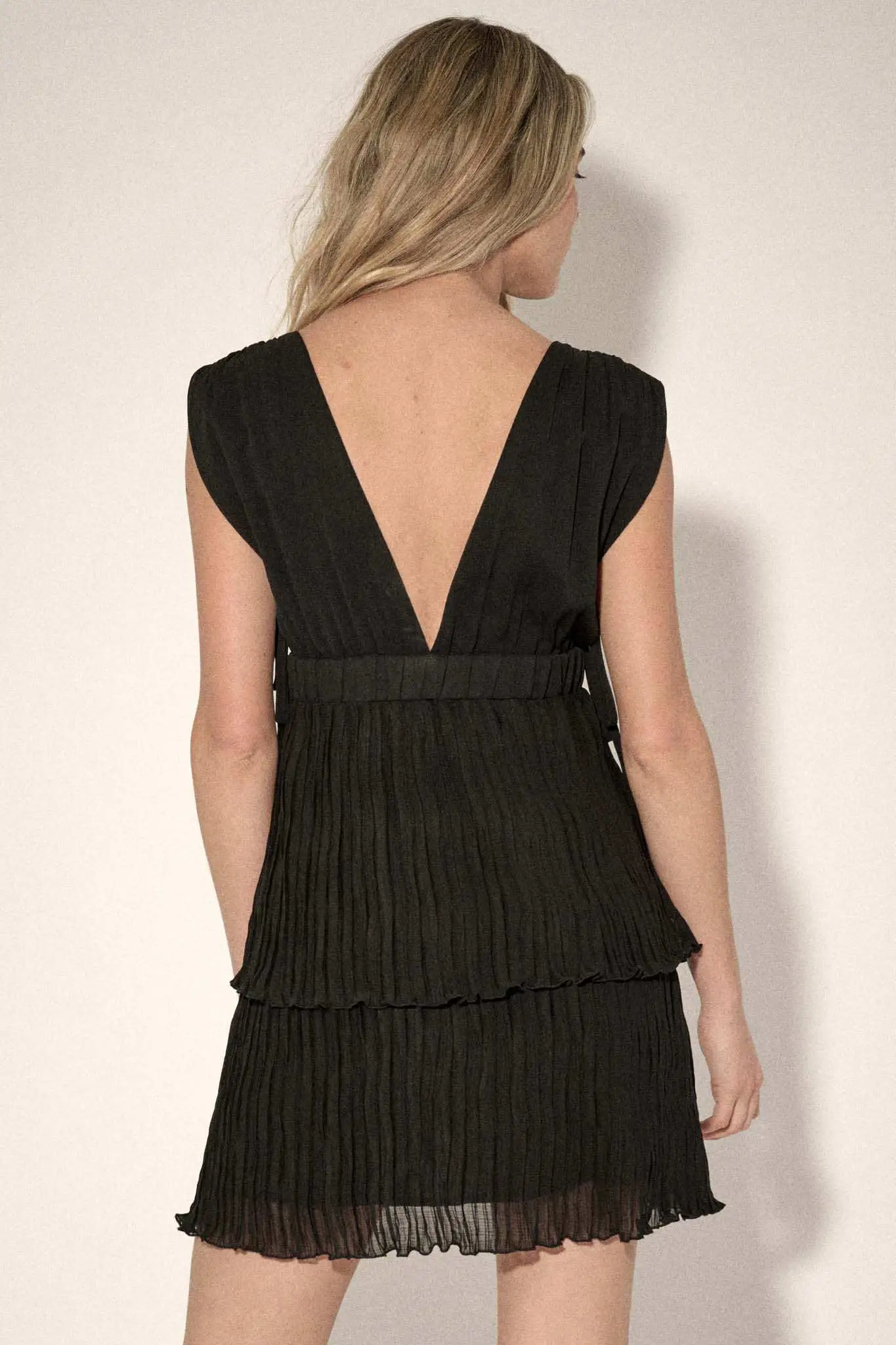 Midnight Magic Tiered Accordion-Pleated Mini Dress - Image 2