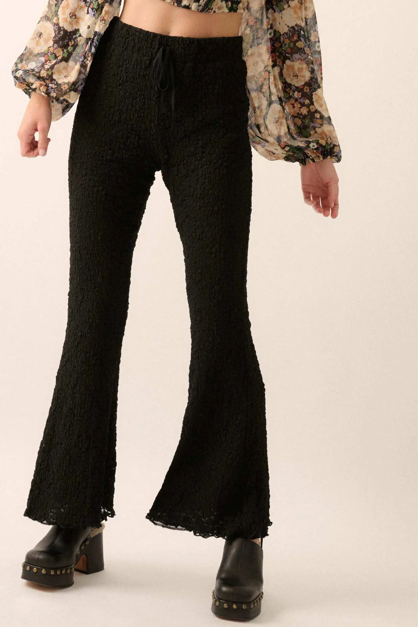 Midnight Moves Floral Lace Flare Pants - Image 2