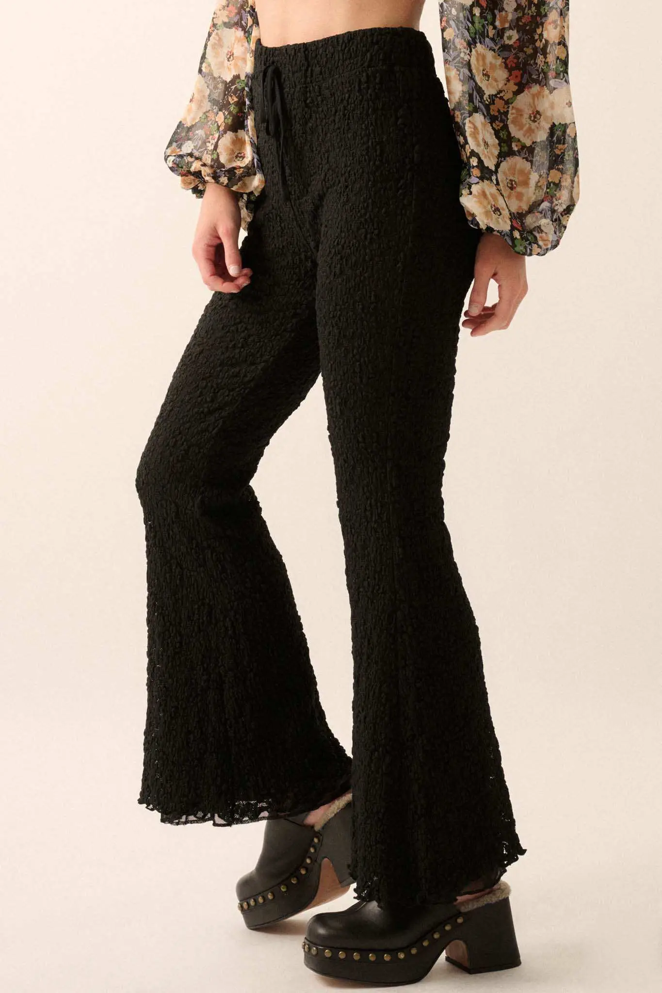 Midnight Moves Floral Lace Flare Pants - Image 4