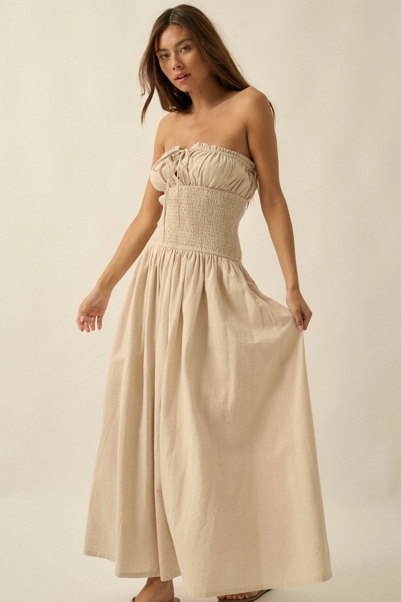 Midsummer Dream Smocked Strapless Maxi Dress - Image 11