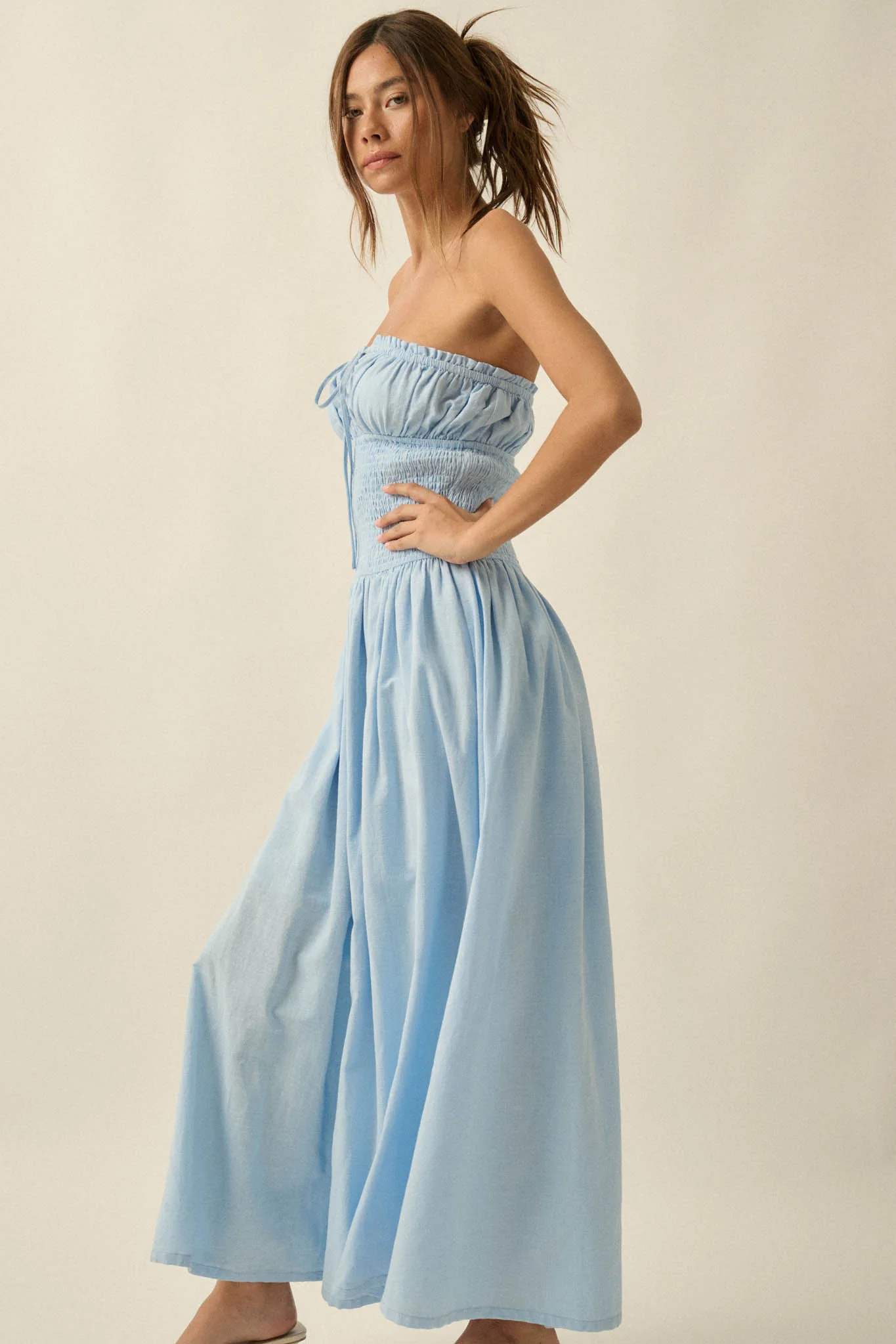 Midsummer Dream Smocked Strapless Maxi Dress - Image 6