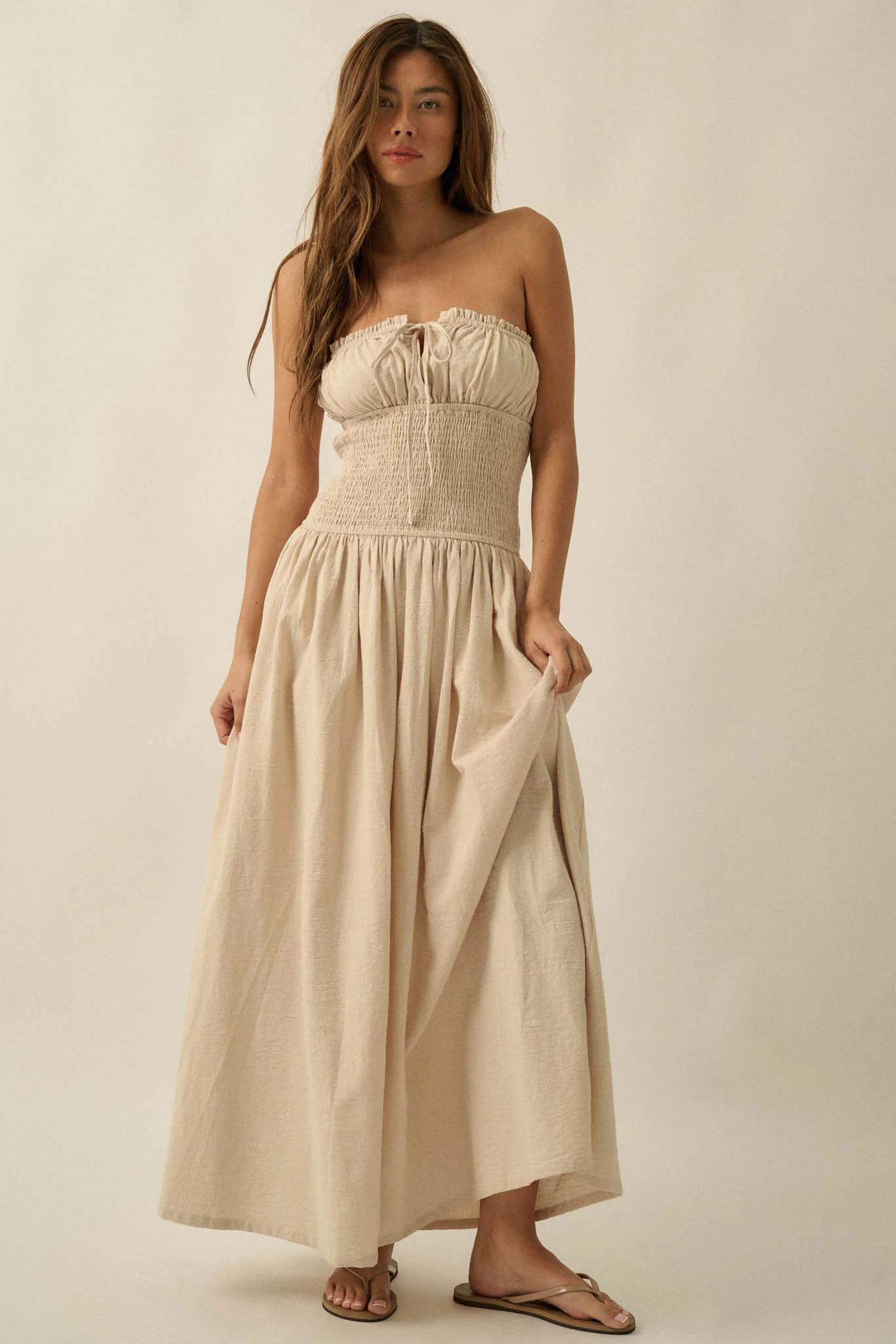 Midsummer Dream Smocked Strapless Maxi Dress - Image 7