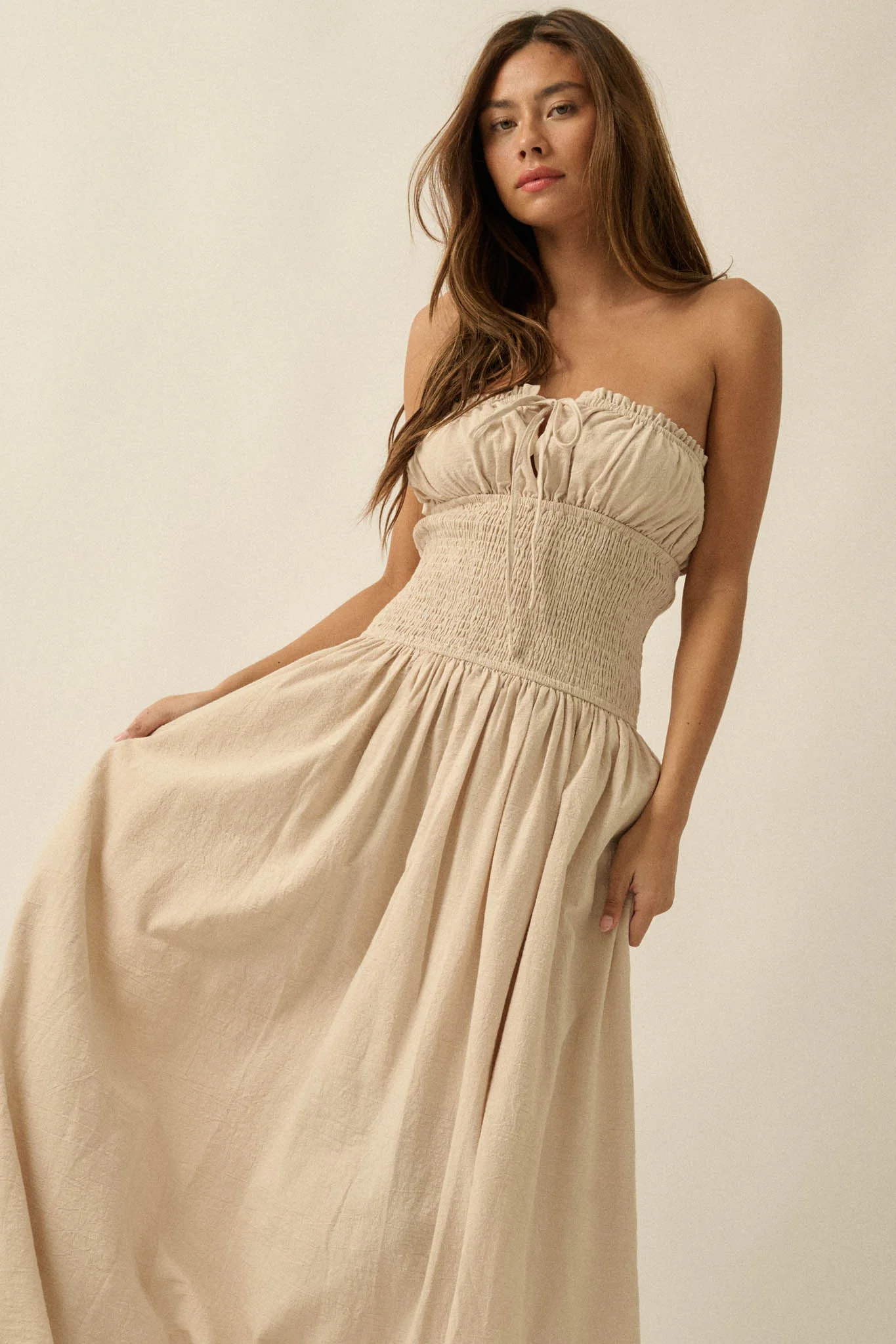 Midsummer Dream Smocked Strapless Maxi Dress - Image 9