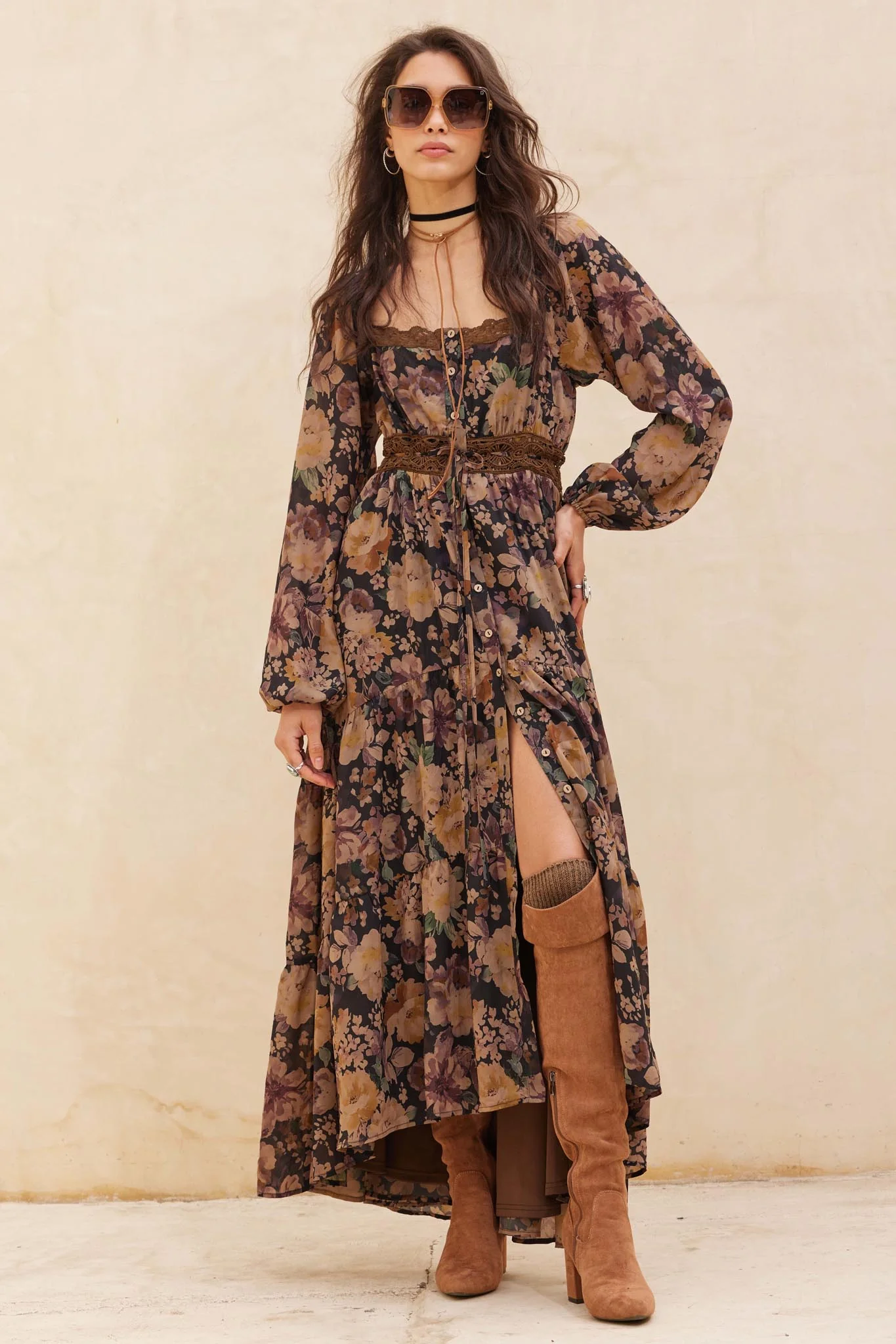 Misty Meadow Floral Button-Up Maxi Prairie Dress - Image 3