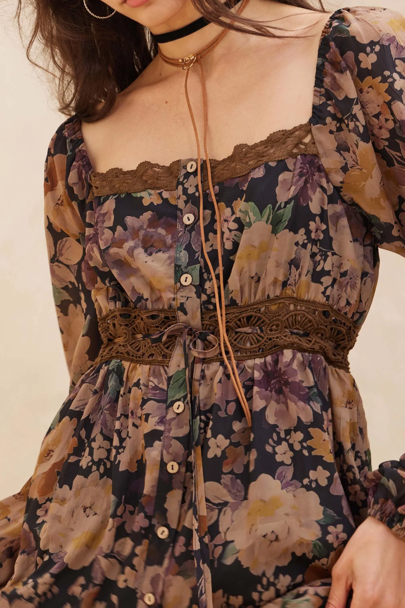 Misty Meadow Floral Button-Up Maxi Prairie Dress - Image 4