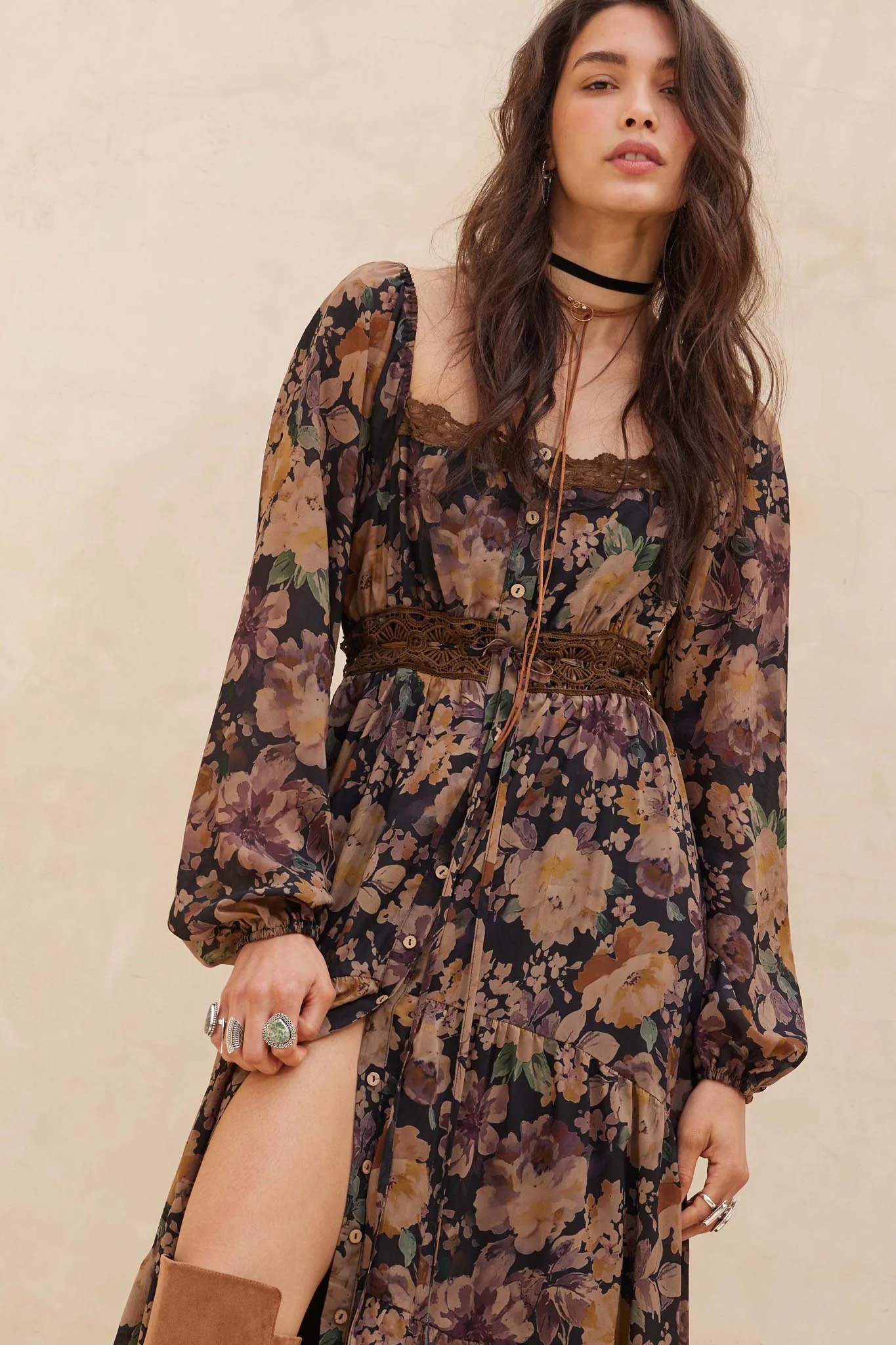 Misty Meadow Floral Button-Up Maxi Prairie Dress - Image 5