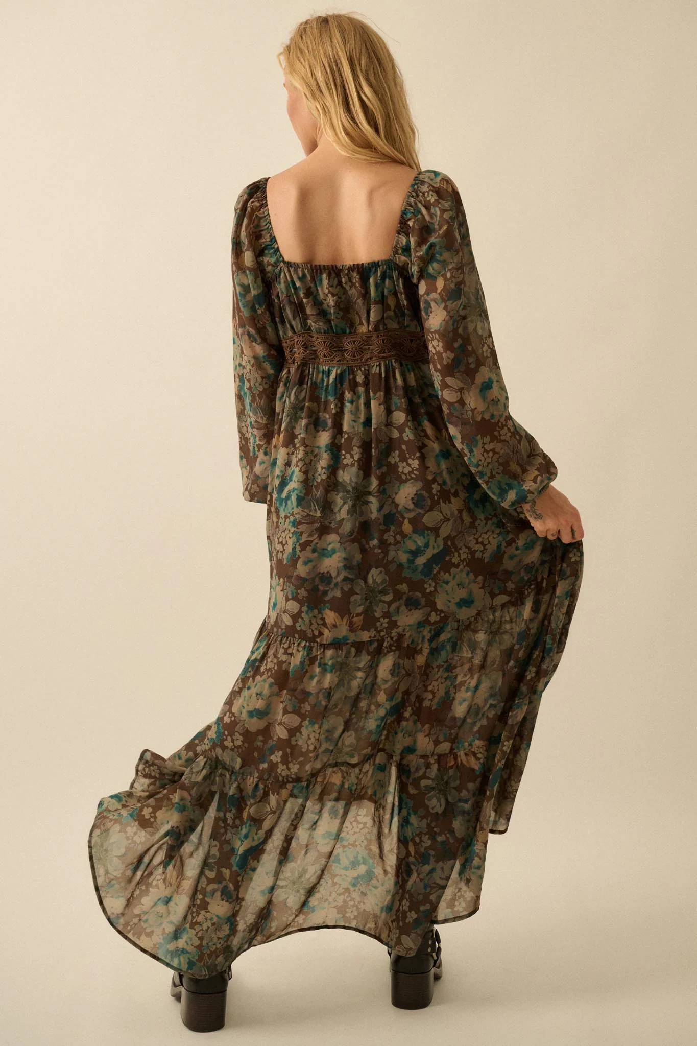 Misty Meadow Floral Button-Up Maxi Prairie Dress - Image 8