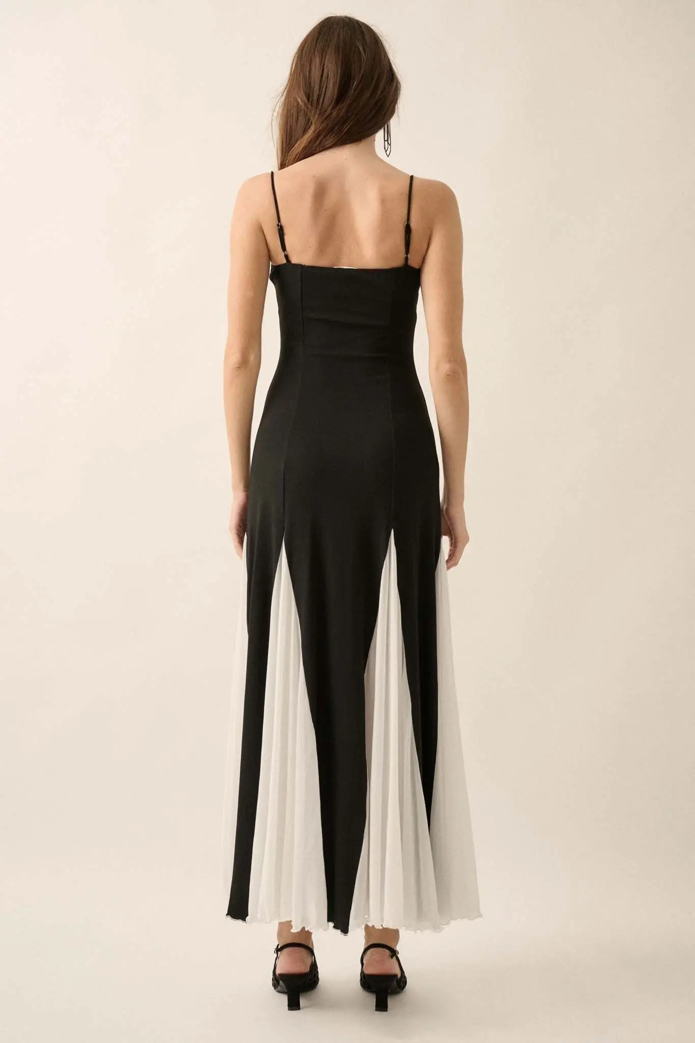 Modern Muse Rib-Knit and Mesh Godet Maxi Dress - Image 12
