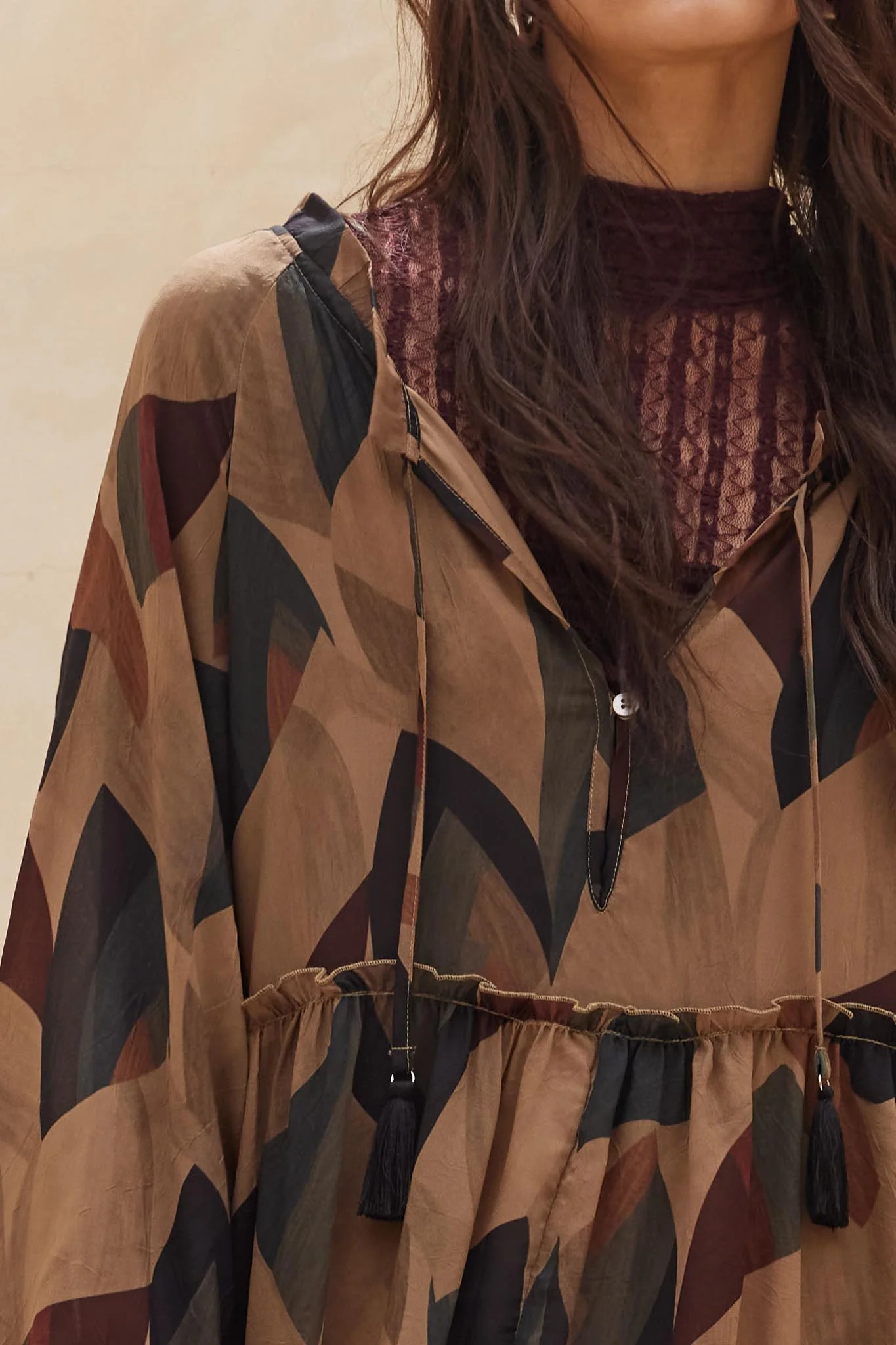 Modern Vintage Abstract-Print Midi Prairie Dress - Image 5