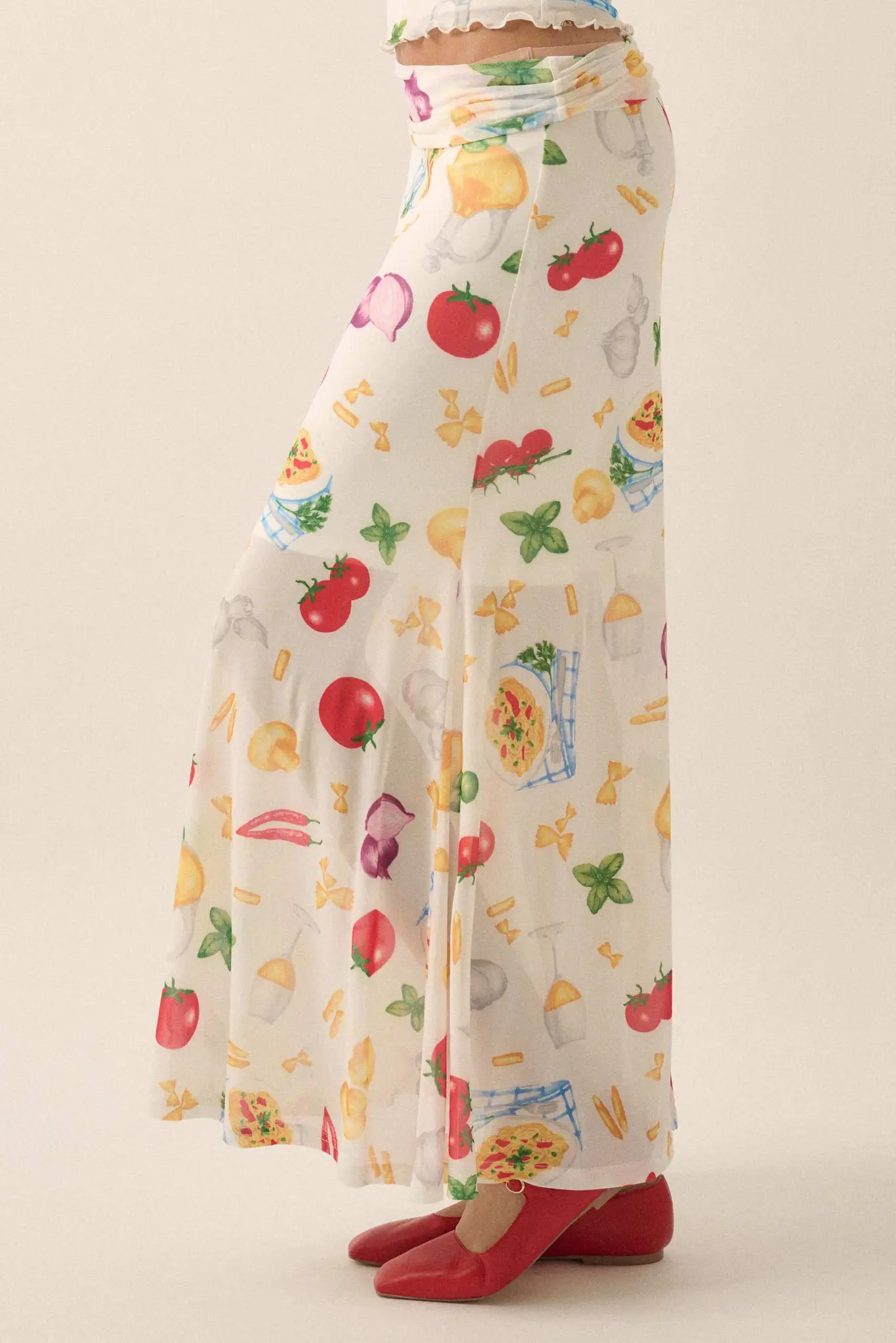 Molto Delizioso Printed Mesh Foldover Maxi Skirt - Image 11