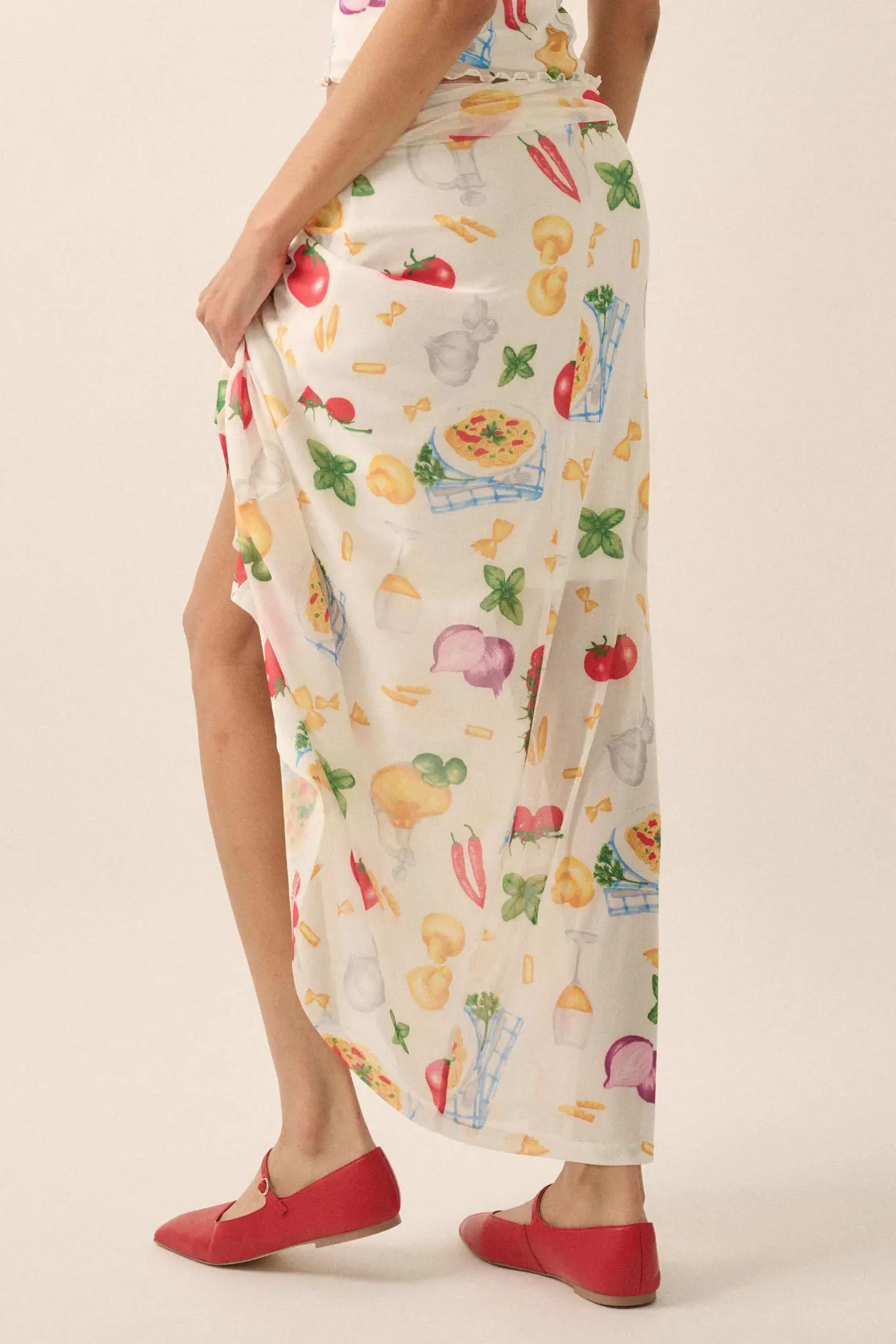 Molto Delizioso Printed Mesh Foldover Maxi Skirt - Image 12