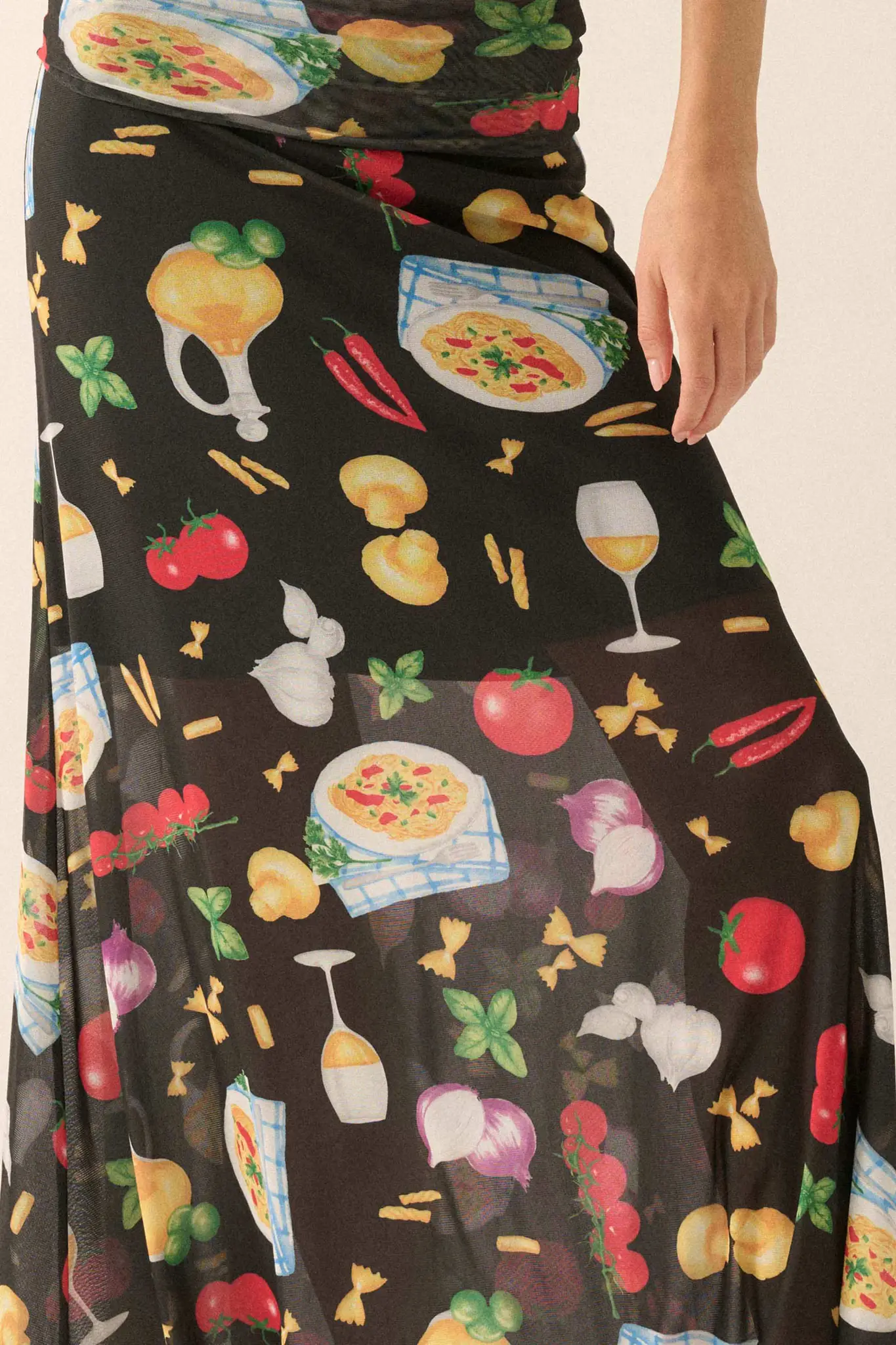 Molto Delizioso Printed Mesh Foldover Maxi Skirt - Image 3