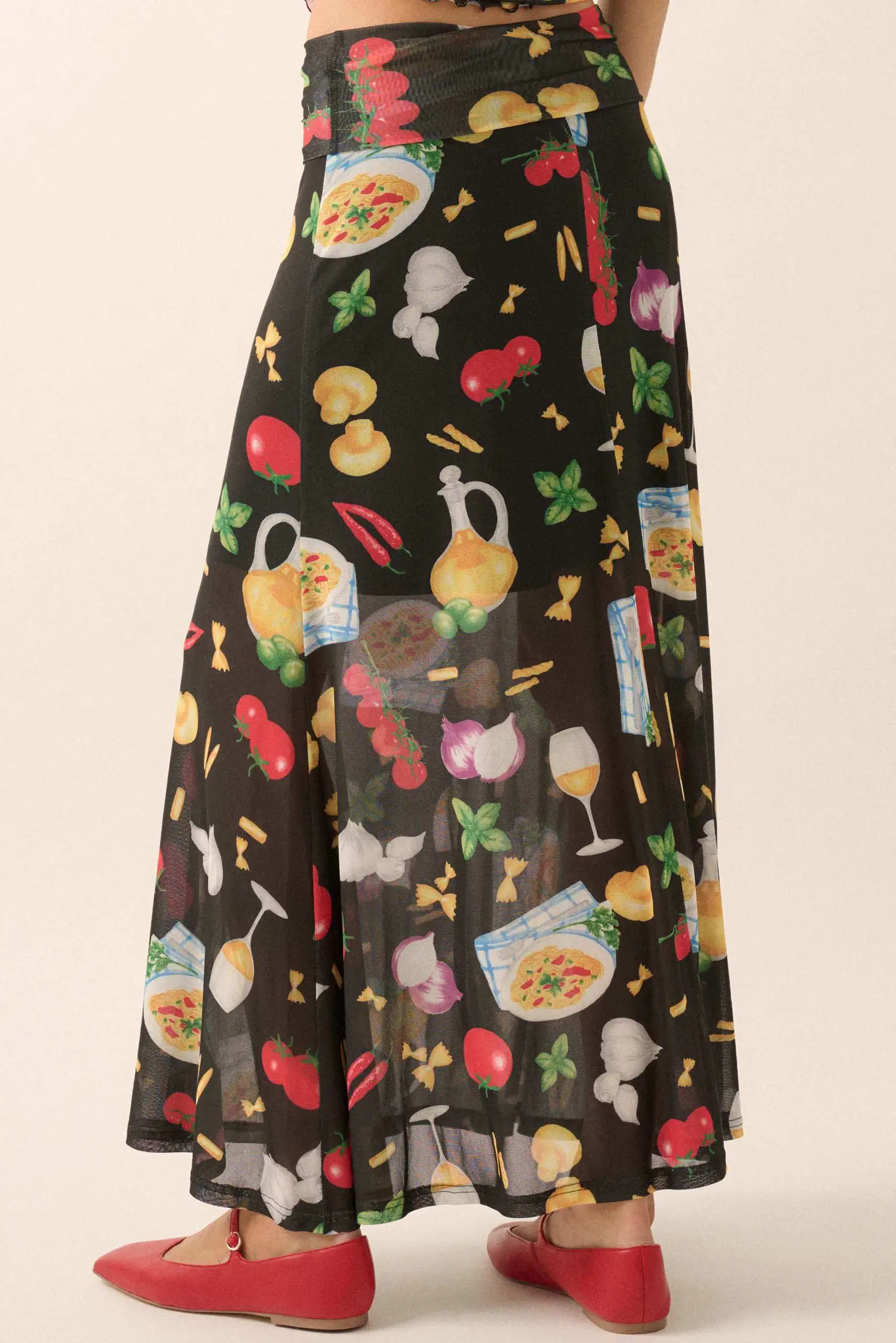 Molto Delizioso Printed Mesh Foldover Maxi Skirt - Image 6