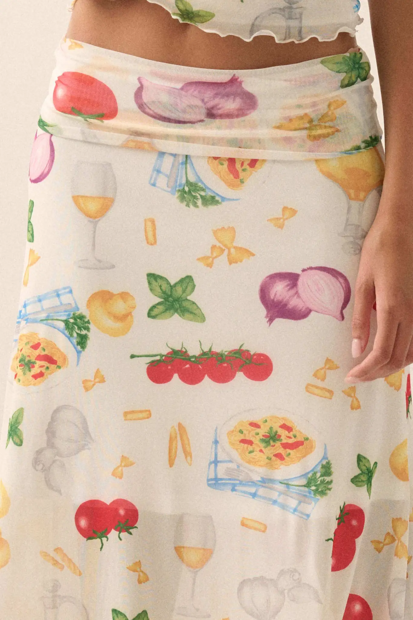 Molto Delizioso Printed Mesh Foldover Maxi Skirt - Image 8