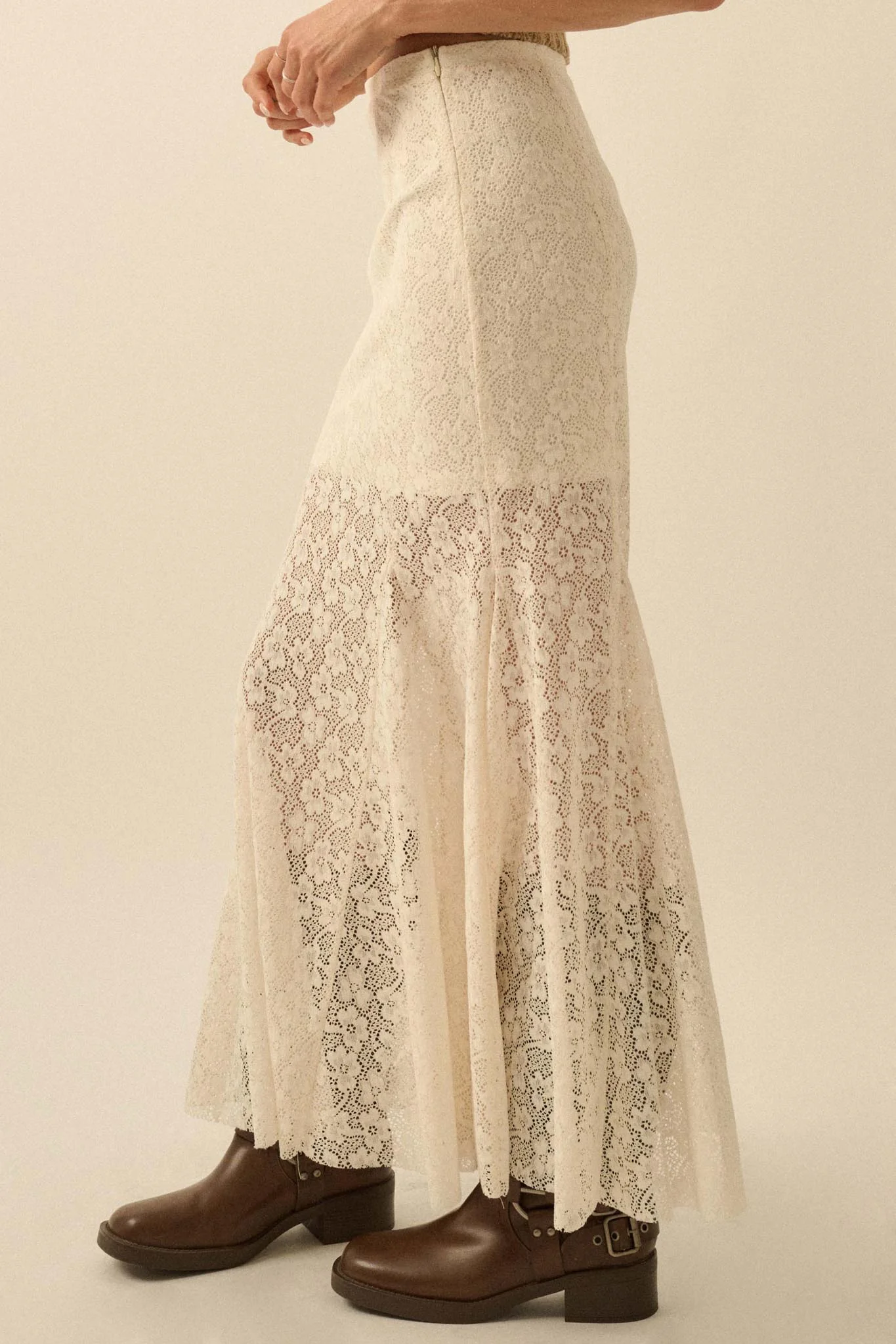 Moment in Time Floral Lace Mermaid Maxi Skirt - Image 17