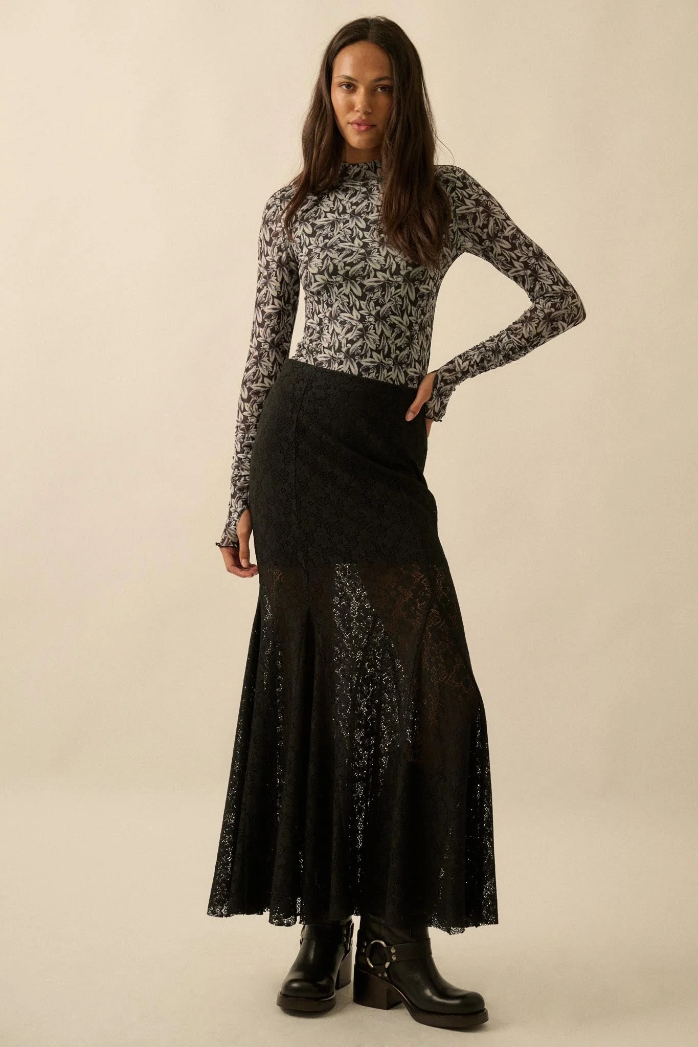 Moment in Time Floral Lace Mermaid Maxi Skirt - Image 6