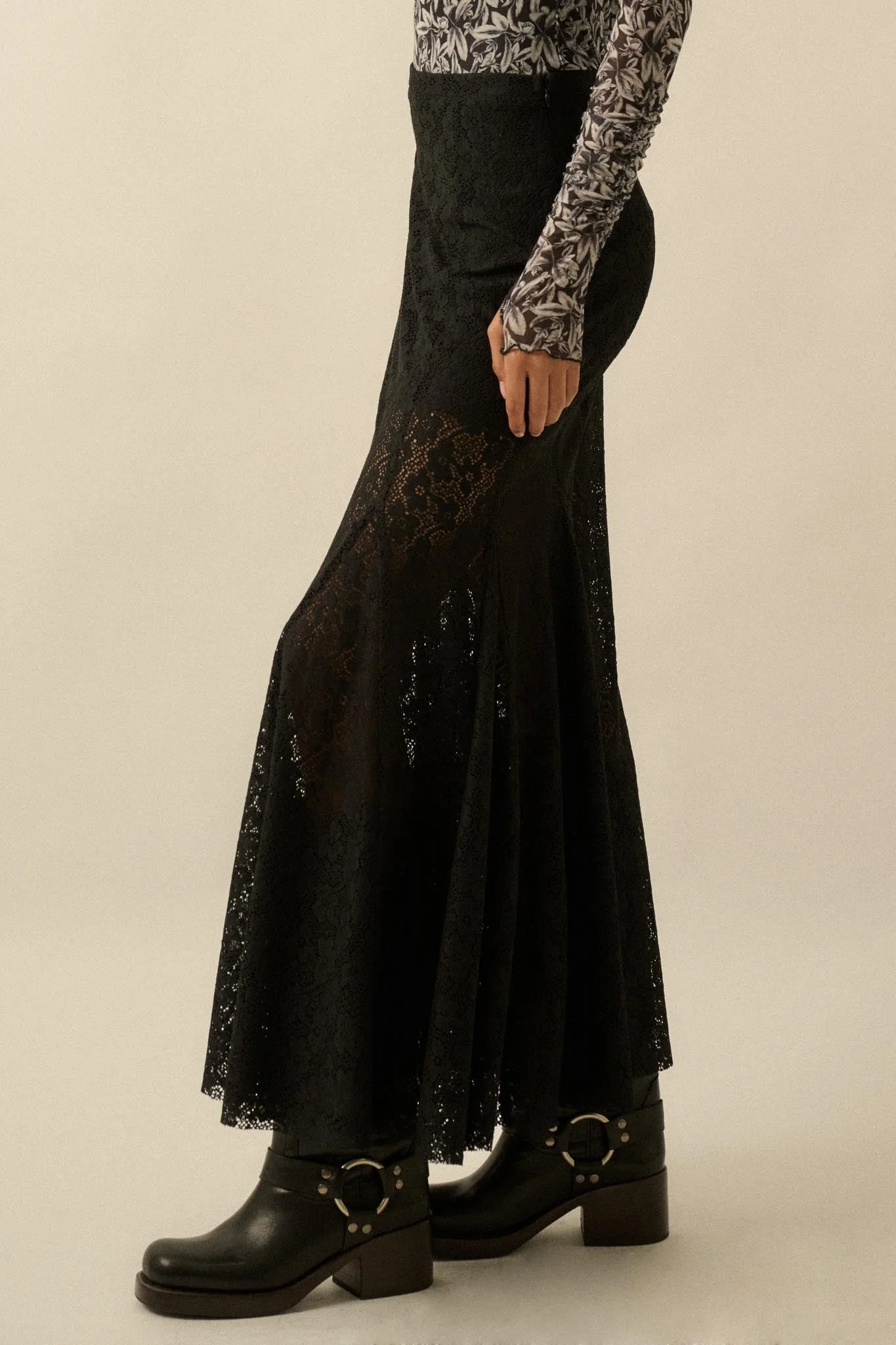 Moment in Time Floral Lace Mermaid Maxi Skirt - Image 7
