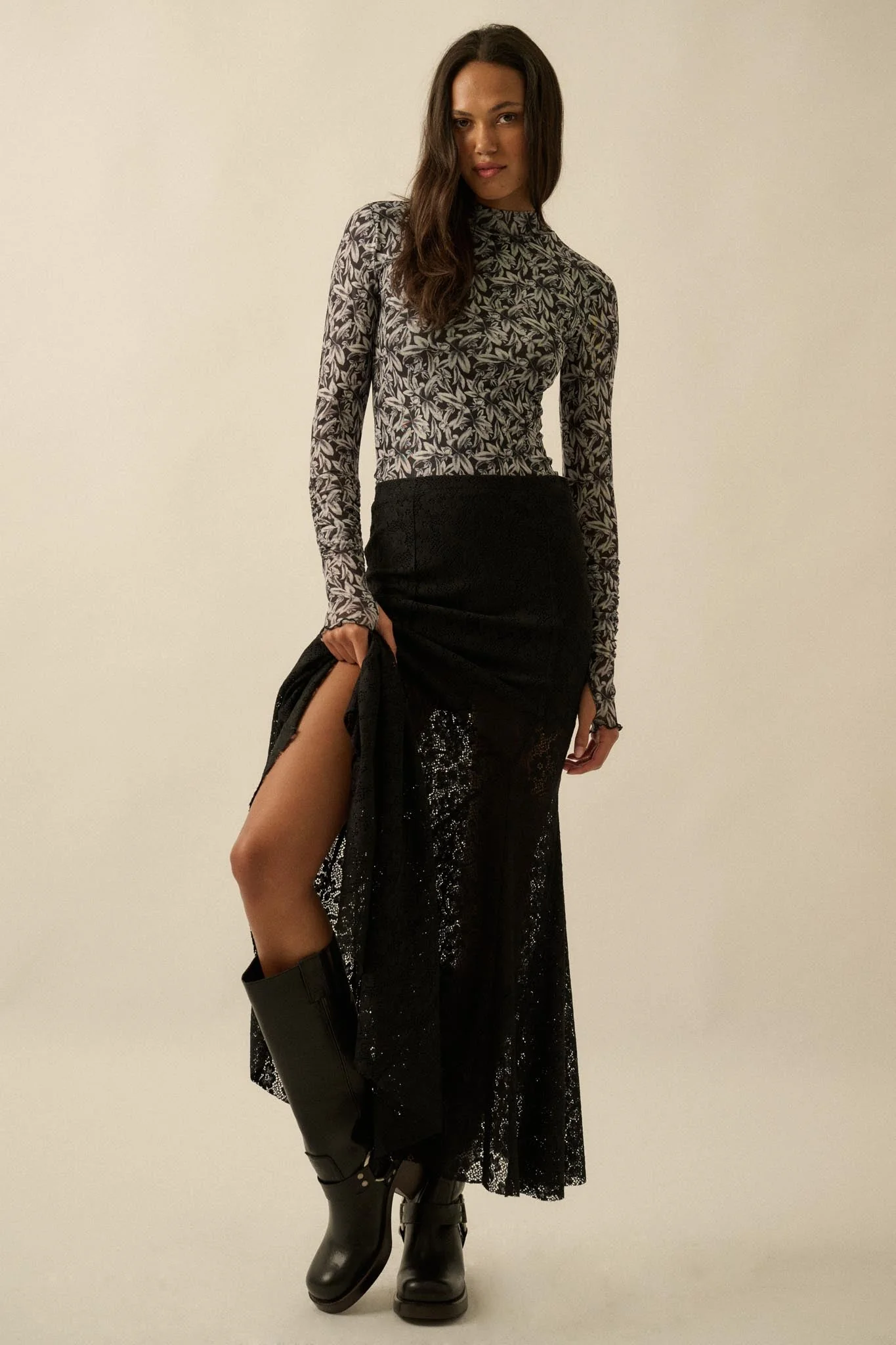 Moment in Time Floral Lace Mermaid Maxi Skirt - Image 8