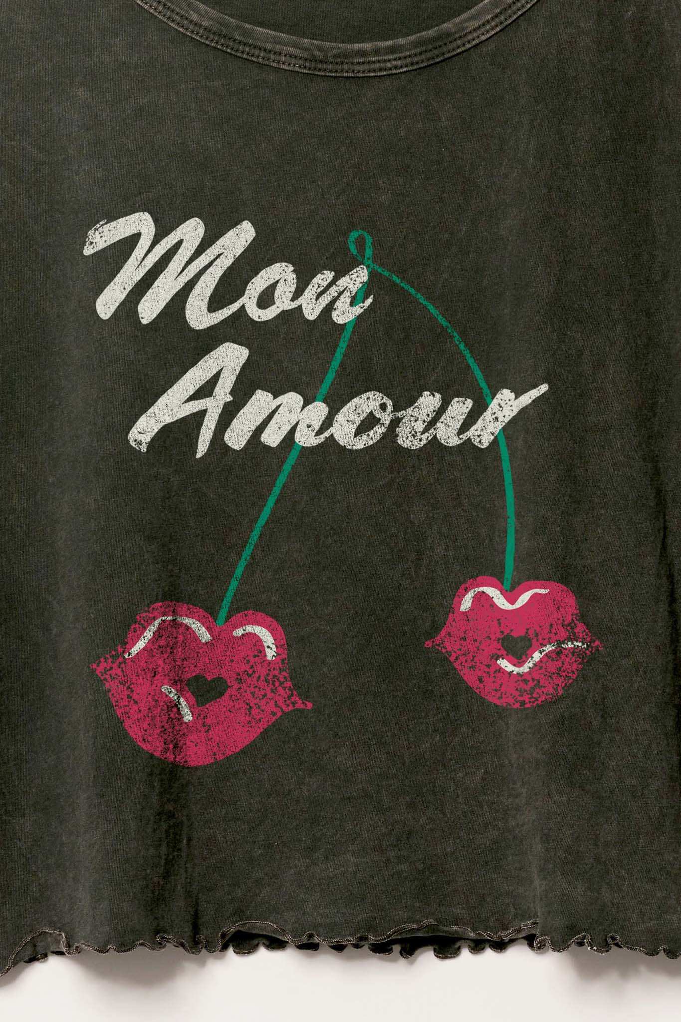 Mon Amour Cropped Lettuce-Edge Graphic Baby Tee - Image 2