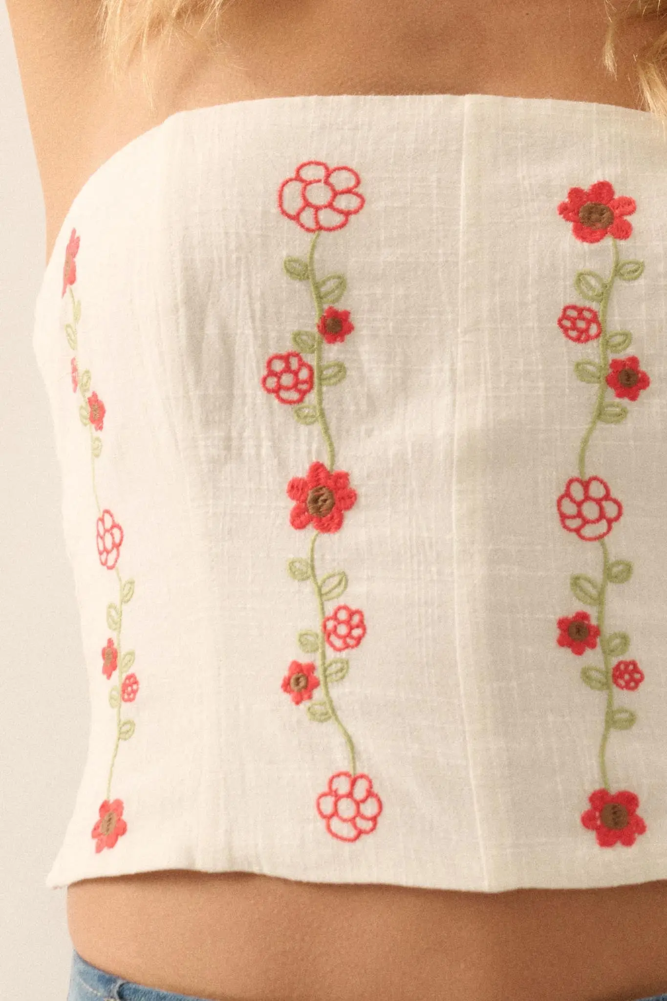 Monogram Garden Embroidered Strapless Corset Top - Image 4