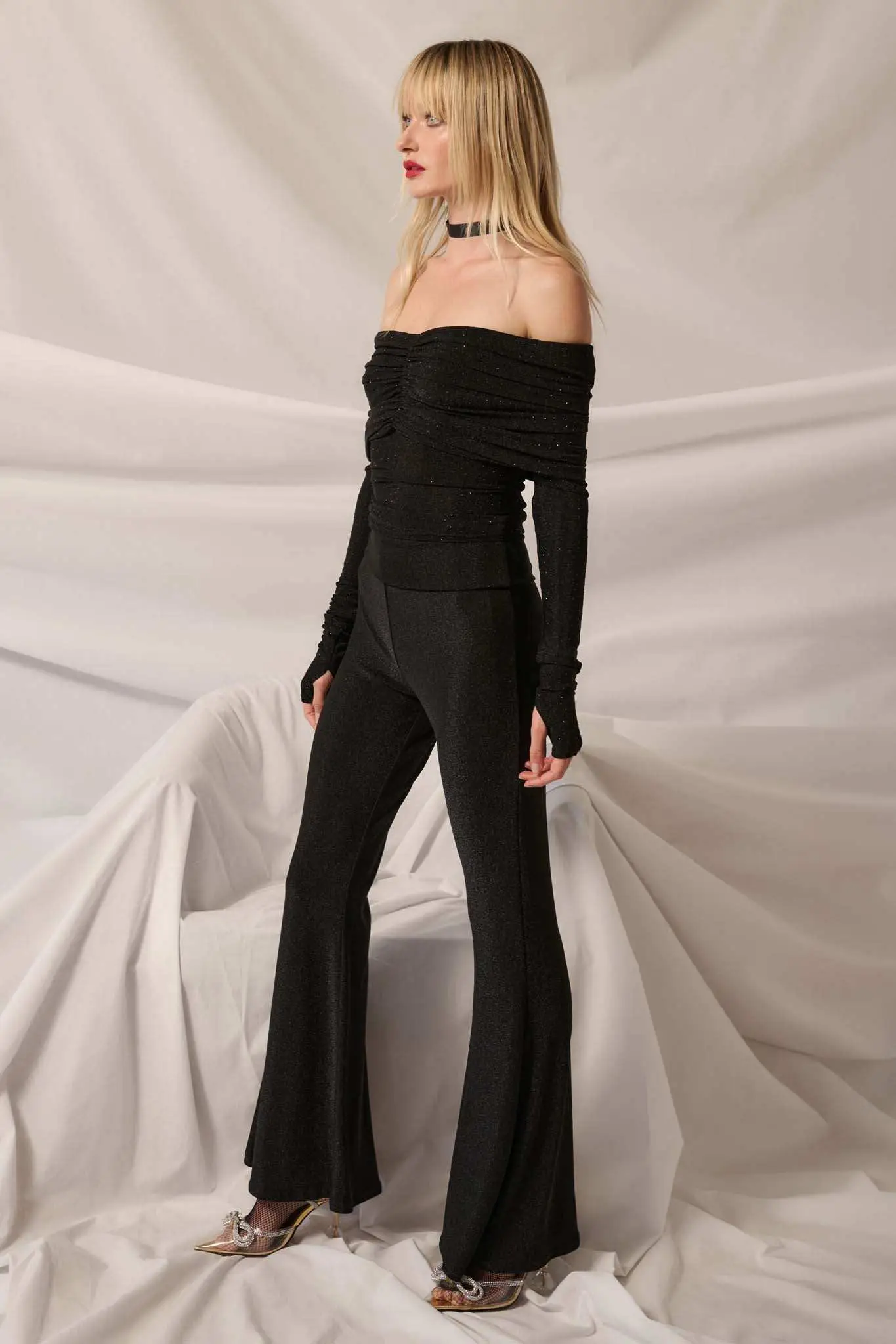 Moonage Daydream Metallic Knit Flare Pants - Image 12