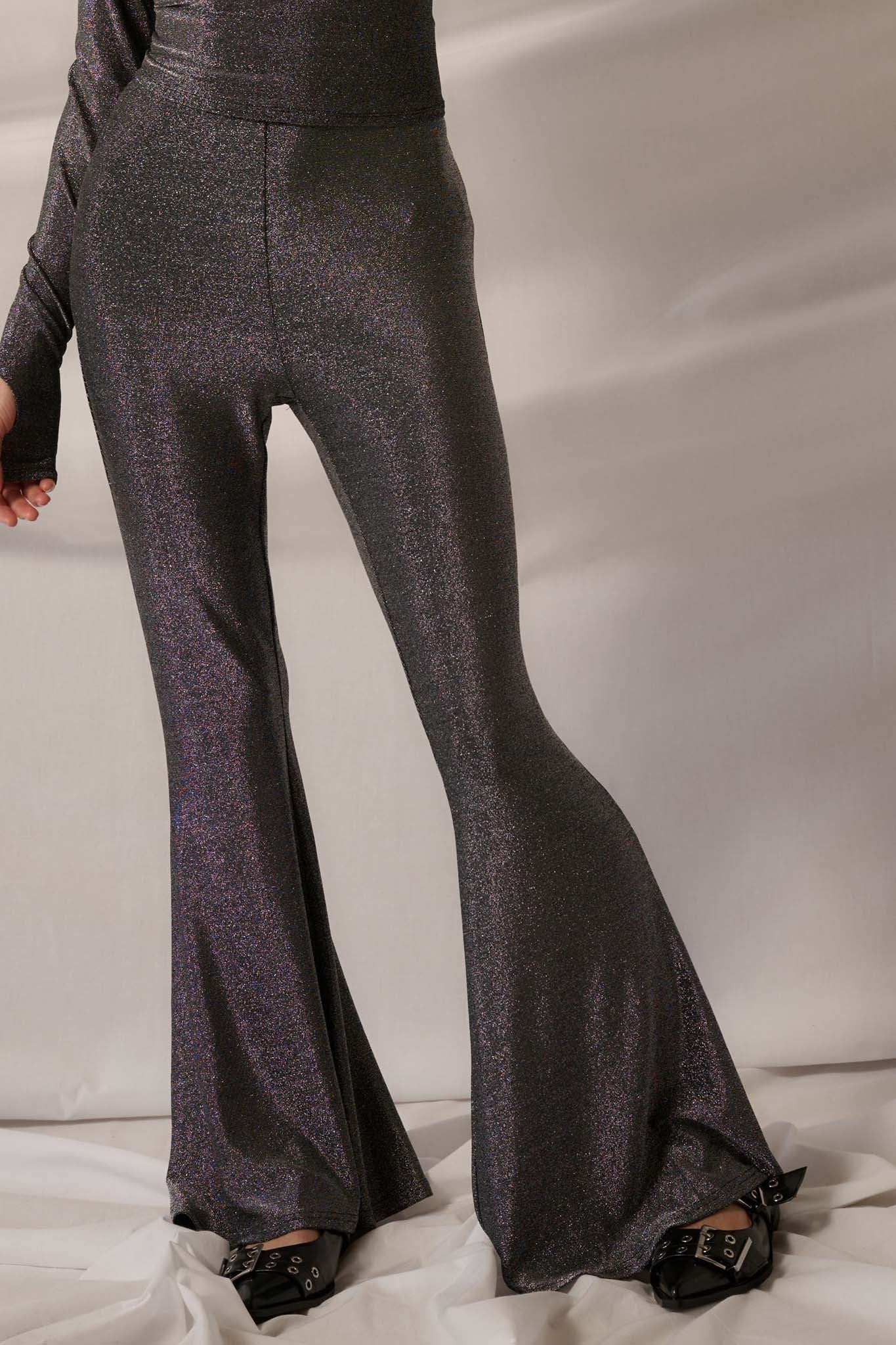 Moonage Daydream Metallic Knit Flare Pants - Image 2