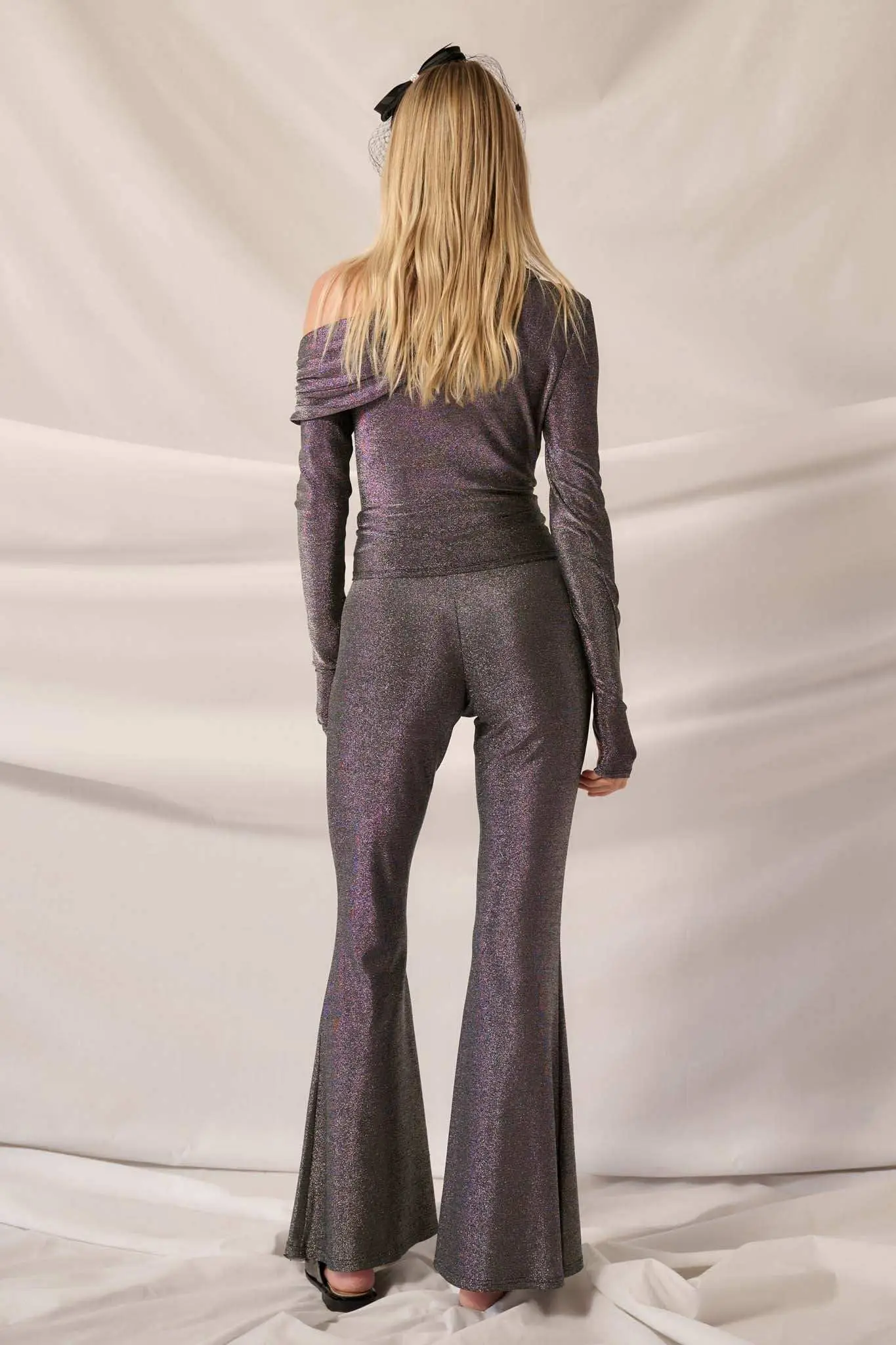 Moonage Daydream Metallic Knit Flare Pants - Image 6