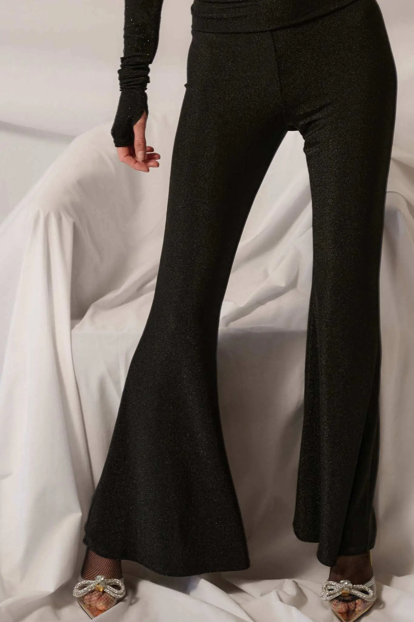 Moonage Daydream Metallic Knit Flare Pants - Image 7