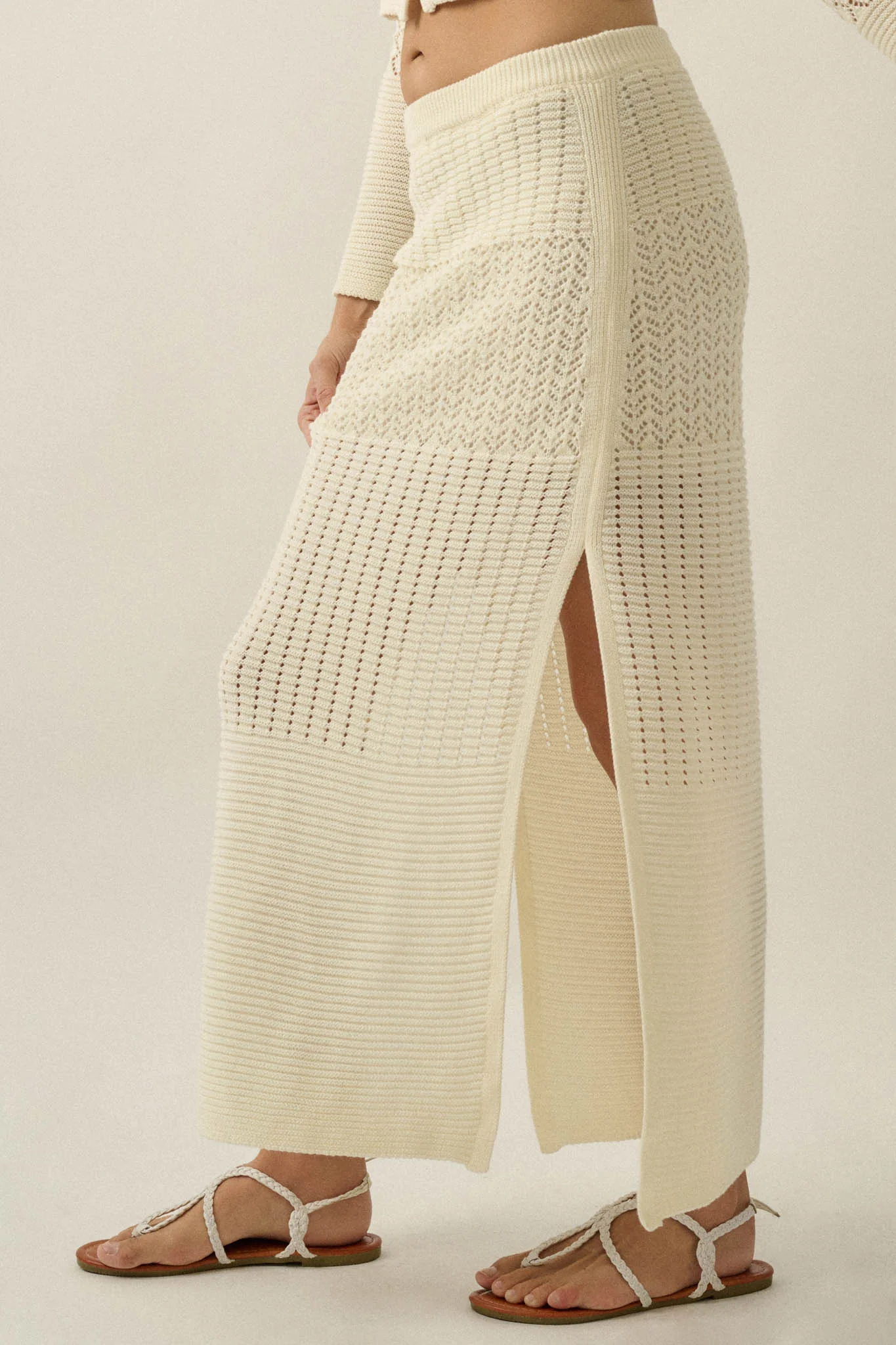 More Than Anything Pointelle Rib-Knit Maxi Skirt - Image 11