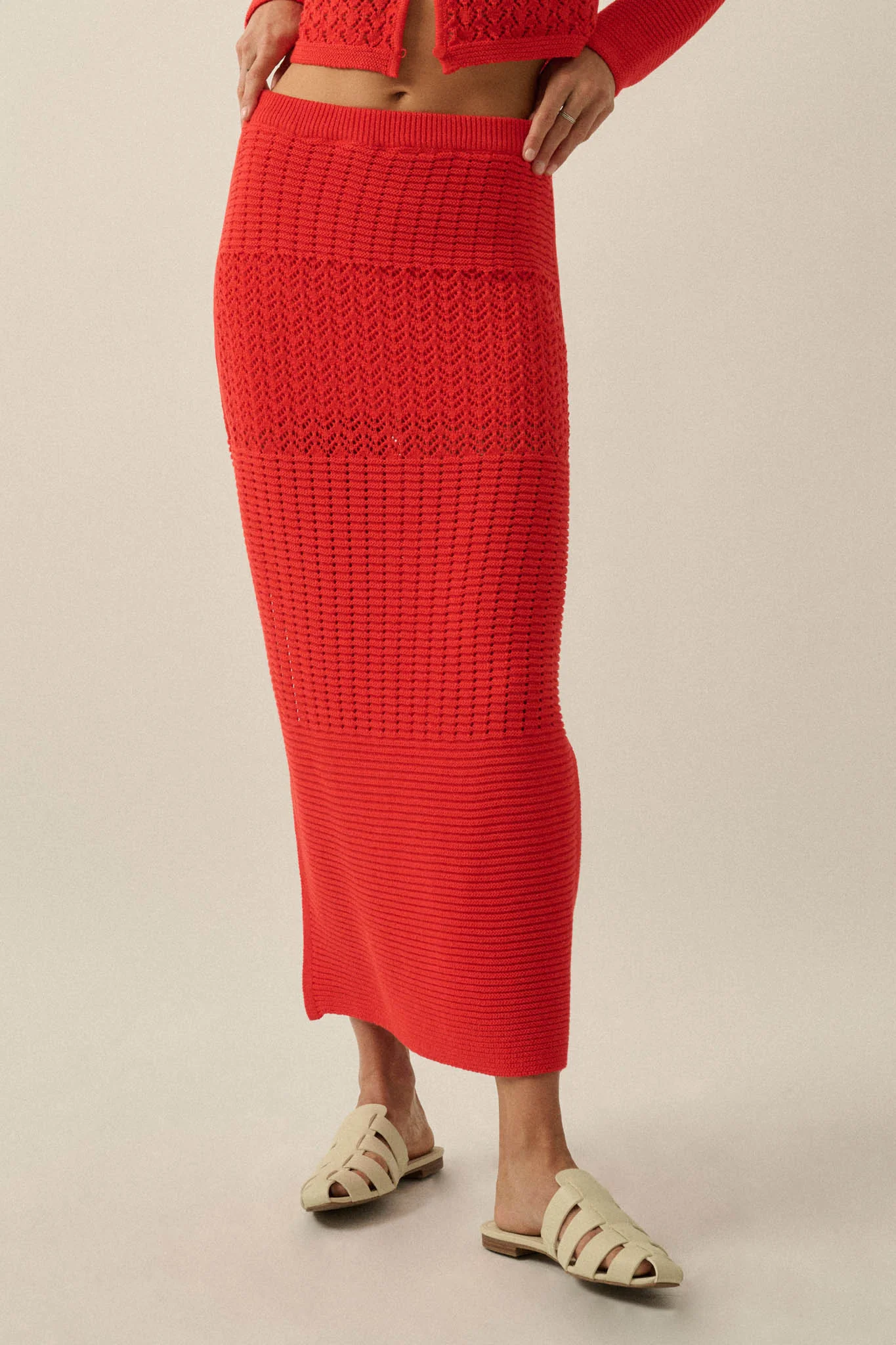 More Than Anything Pointelle Rib-Knit Maxi Skirt - Image 2