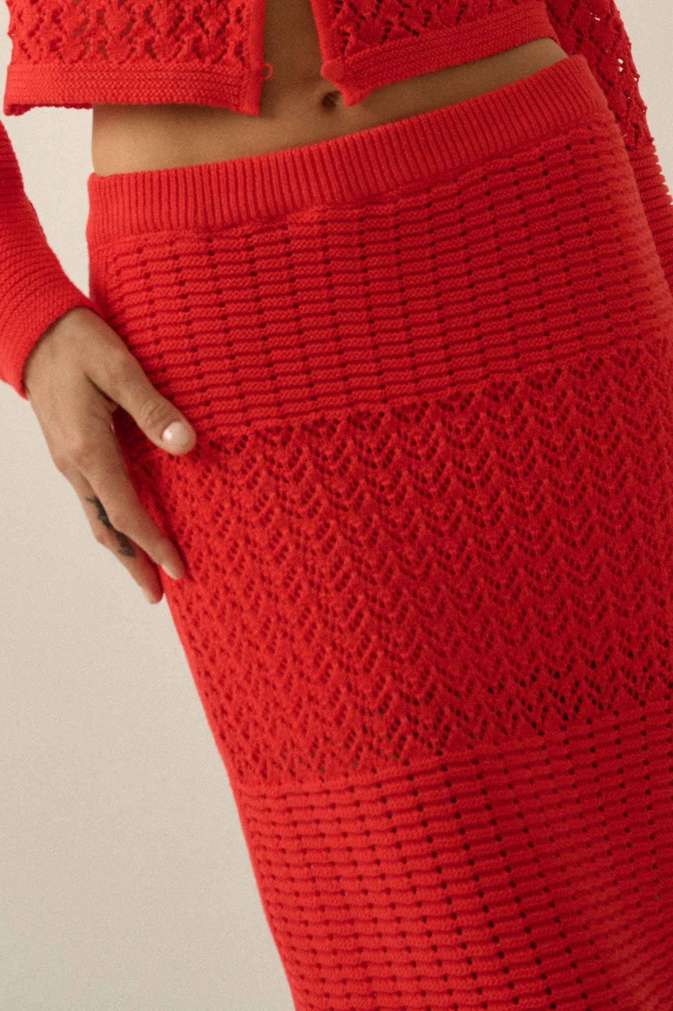 More Than Anything Pointelle Rib-Knit Maxi Skirt - Image 4
