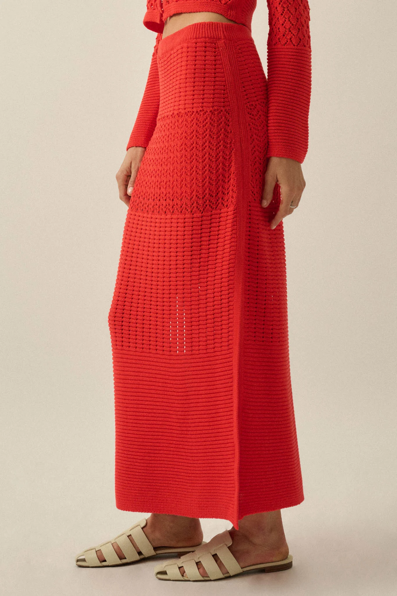 More Than Anything Pointelle Rib-Knit Maxi Skirt - Image 5