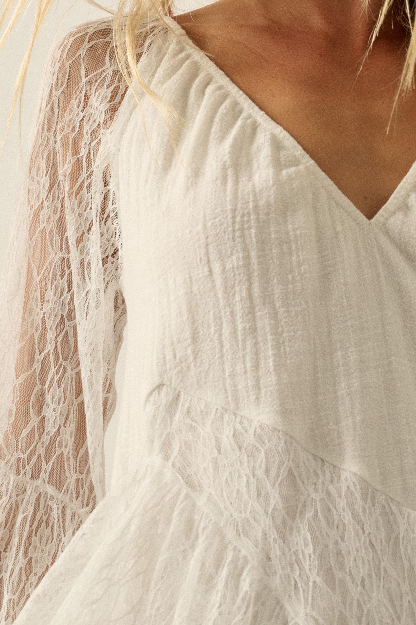 Morning Whisper Ruffled Lace Bell-Sleeve Romper - Image 5