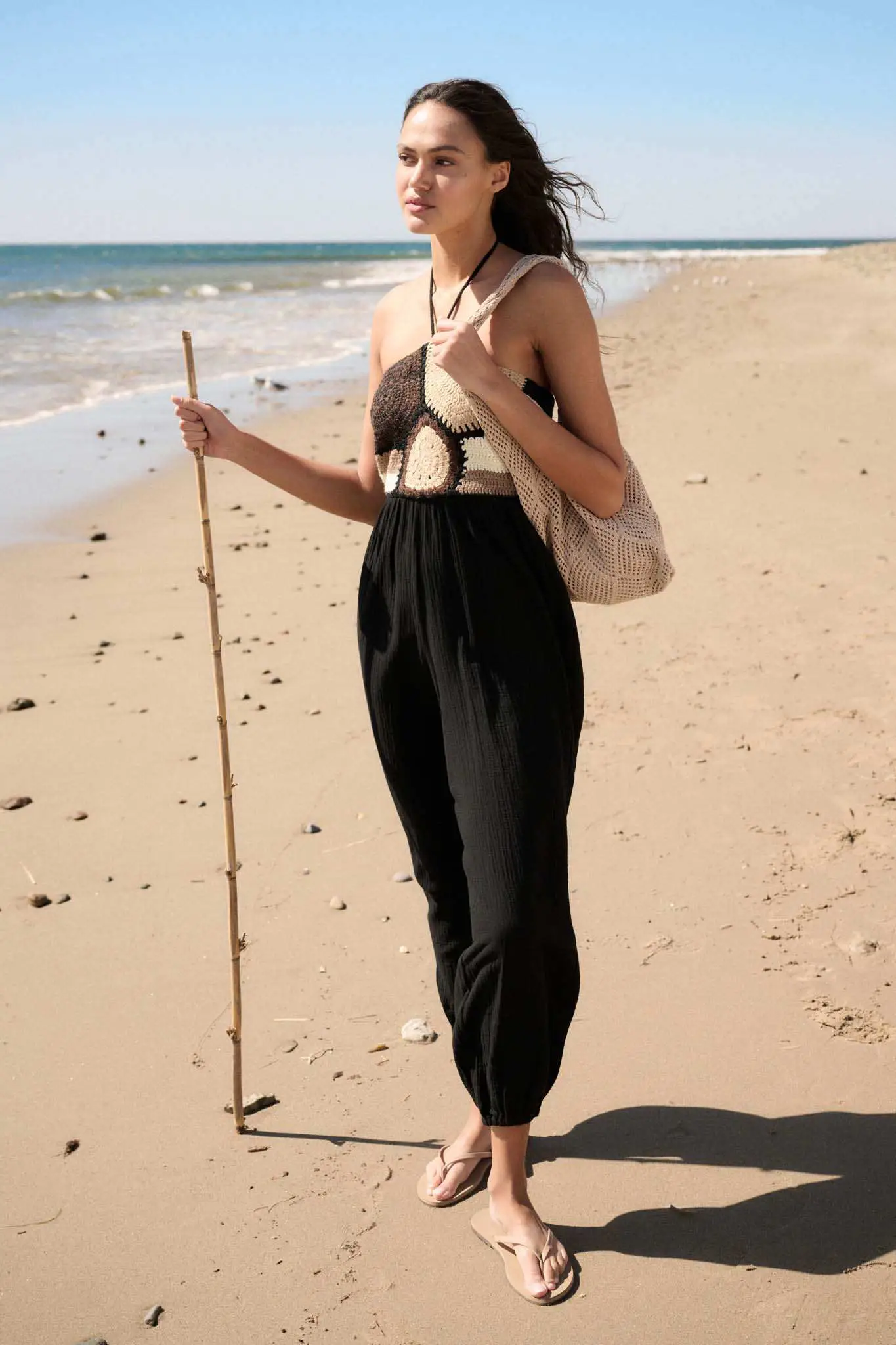 Mother Earth Crochet-Bodice Halter Jumpsuit - Image 2