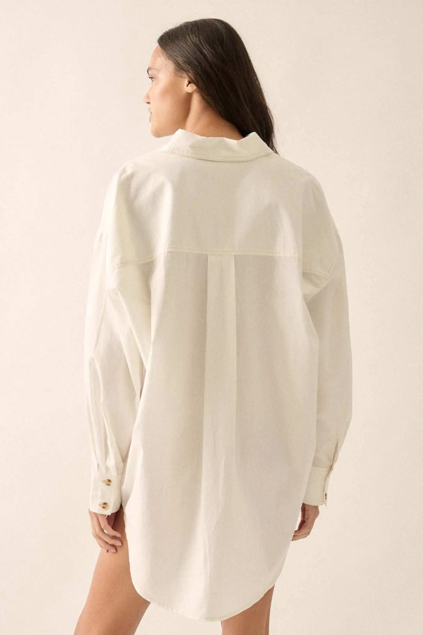 Moving Forward Oversize Button-Up Mini Shirt Dress - Image 12
