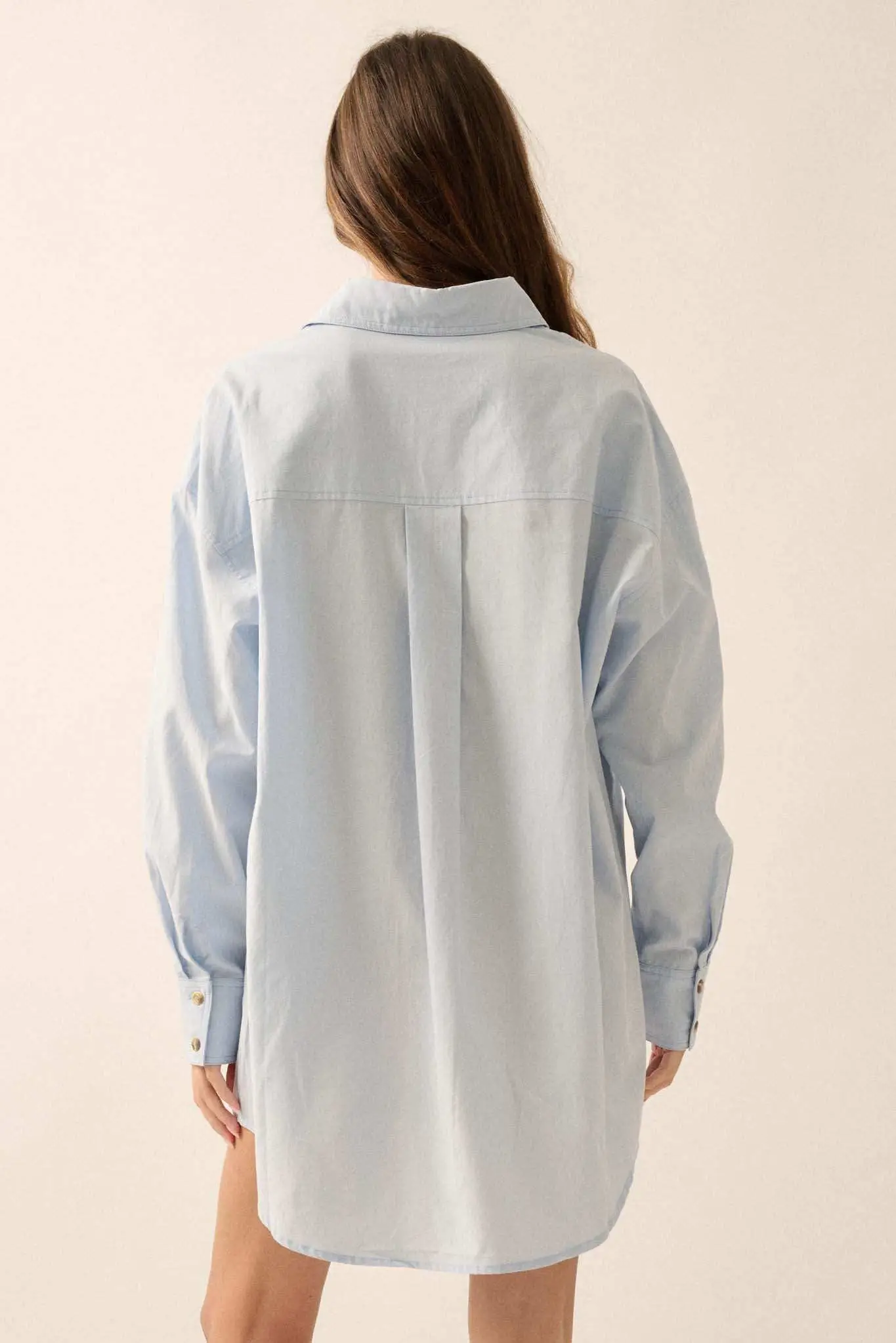 Moving Forward Oversize Button-Up Mini Shirt Dress - Image 2