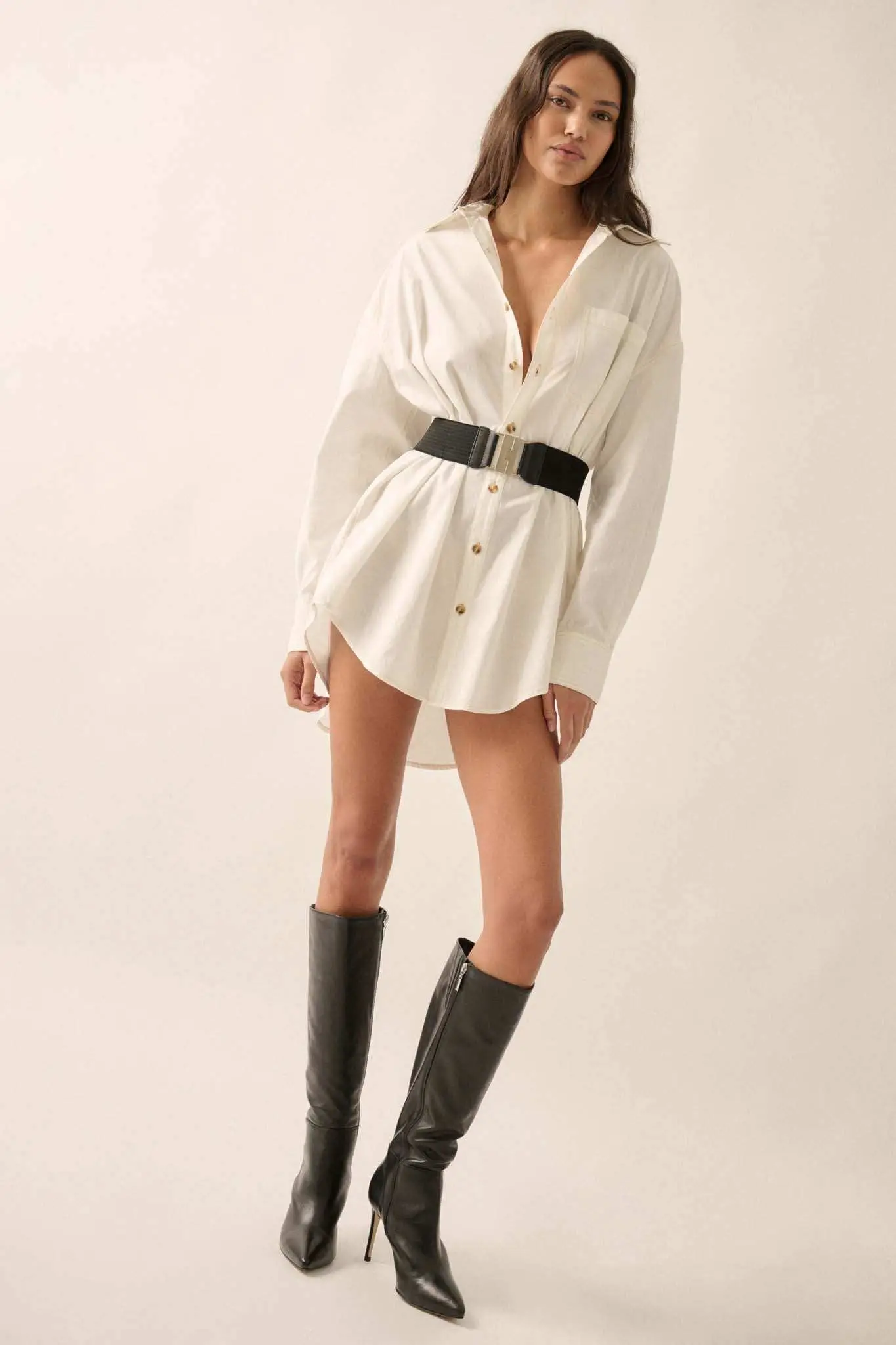 Moving Forward Oversize Button-Up Mini Shirt Dress - Image 9