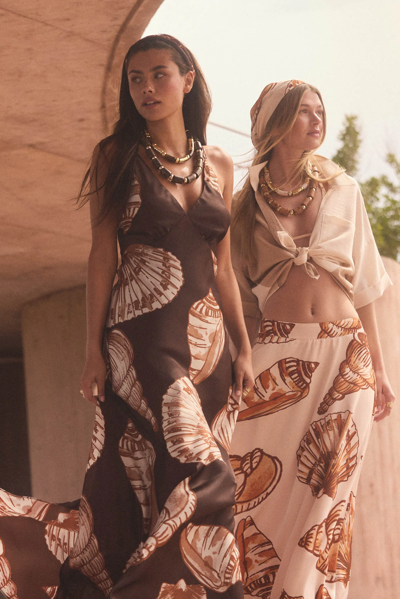 Mystic Lagoon Shell-Print Satin Open-Back Maxi Dress - Image 3