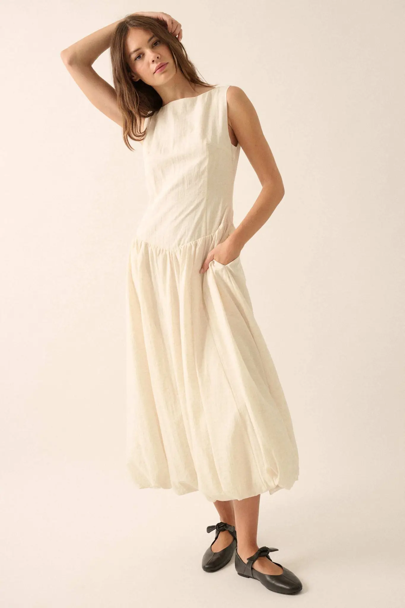 Natural Beauty Boatneck Bubble Midi Dress - Image 4