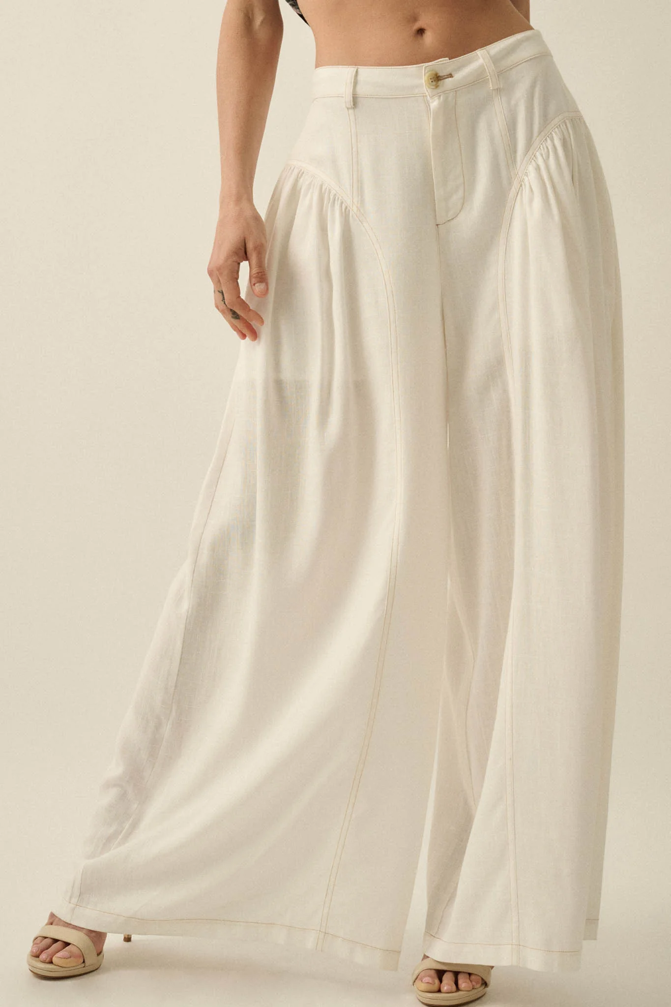 Natural Habitat Linen-Blend Gathered Wide-Leg Pants - Image 10