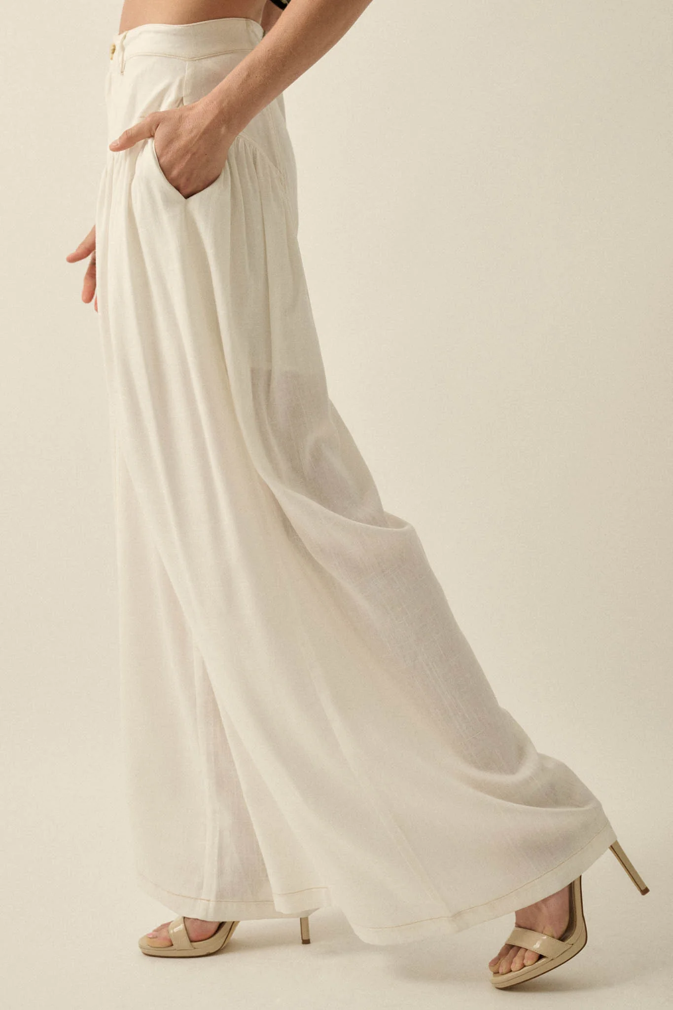 Natural Habitat Linen-Blend Gathered Wide-Leg Pants - Image 14