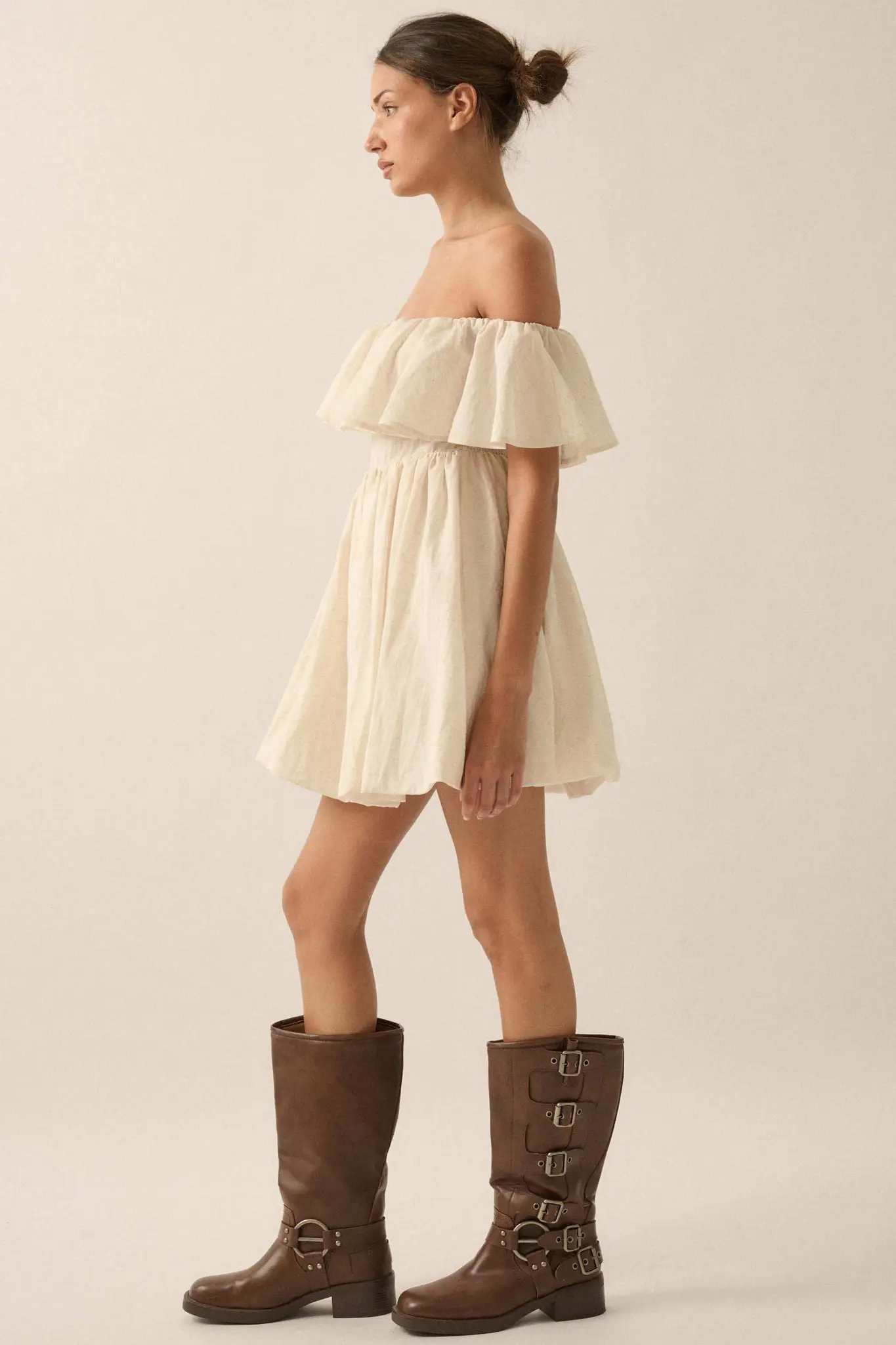 Natural Wonder Off-Shoulder Flounce Mini Dress - Image 11