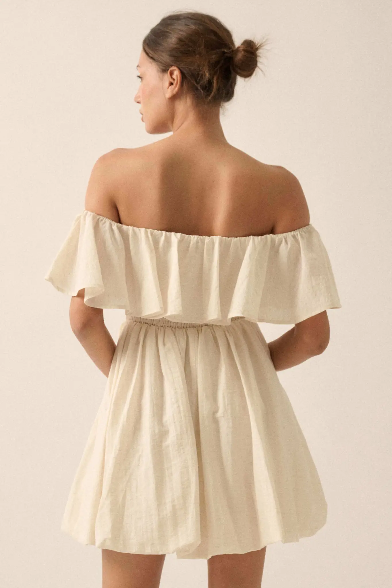 Natural Wonder Off-Shoulder Flounce Mini Dress - Image 12
