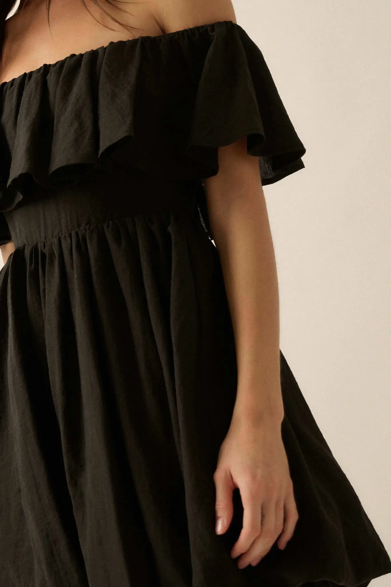 Natural Wonder Off-Shoulder Flounce Mini Dress - Image 3