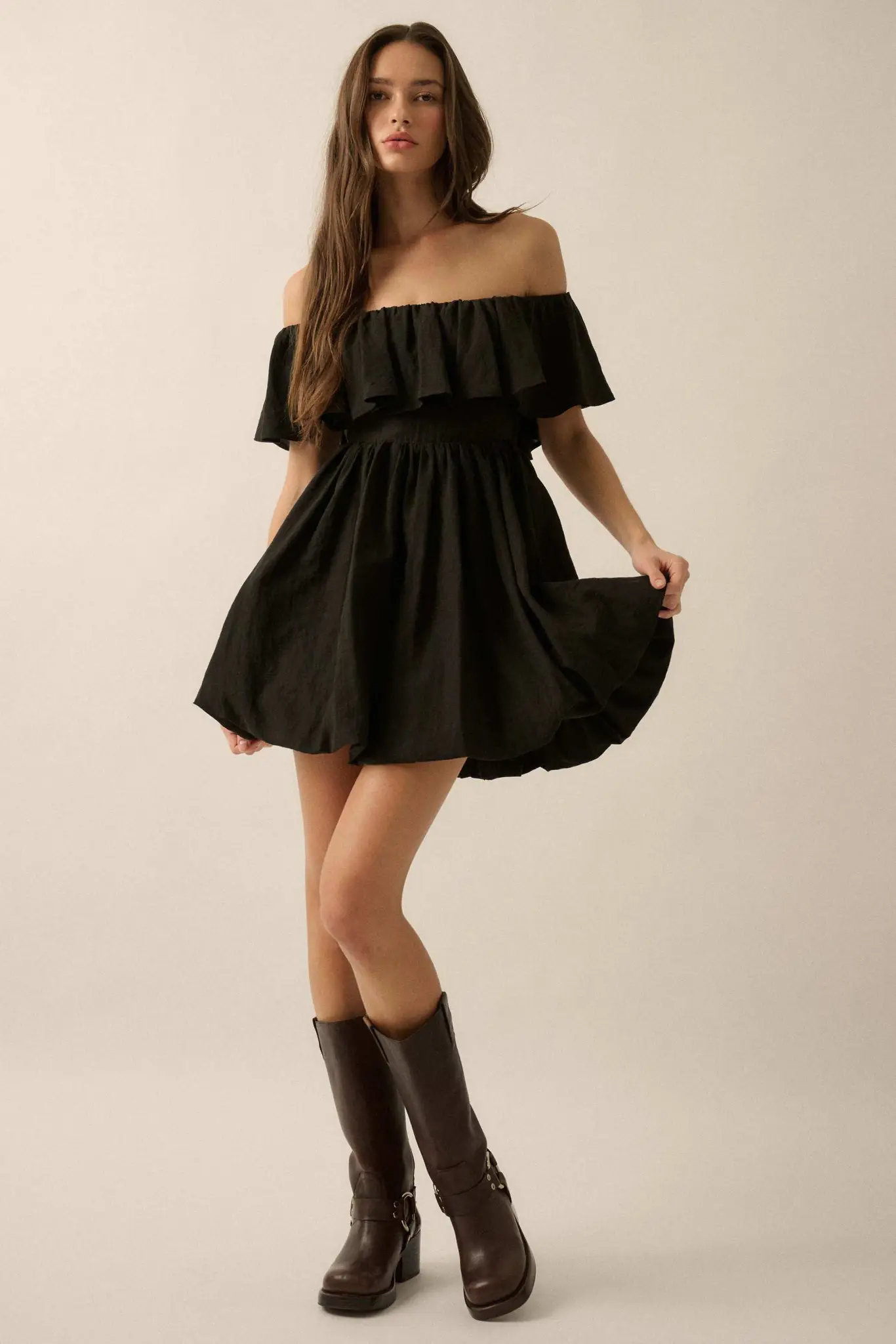 Natural Wonder Off-Shoulder Flounce Mini Dress - Image 4