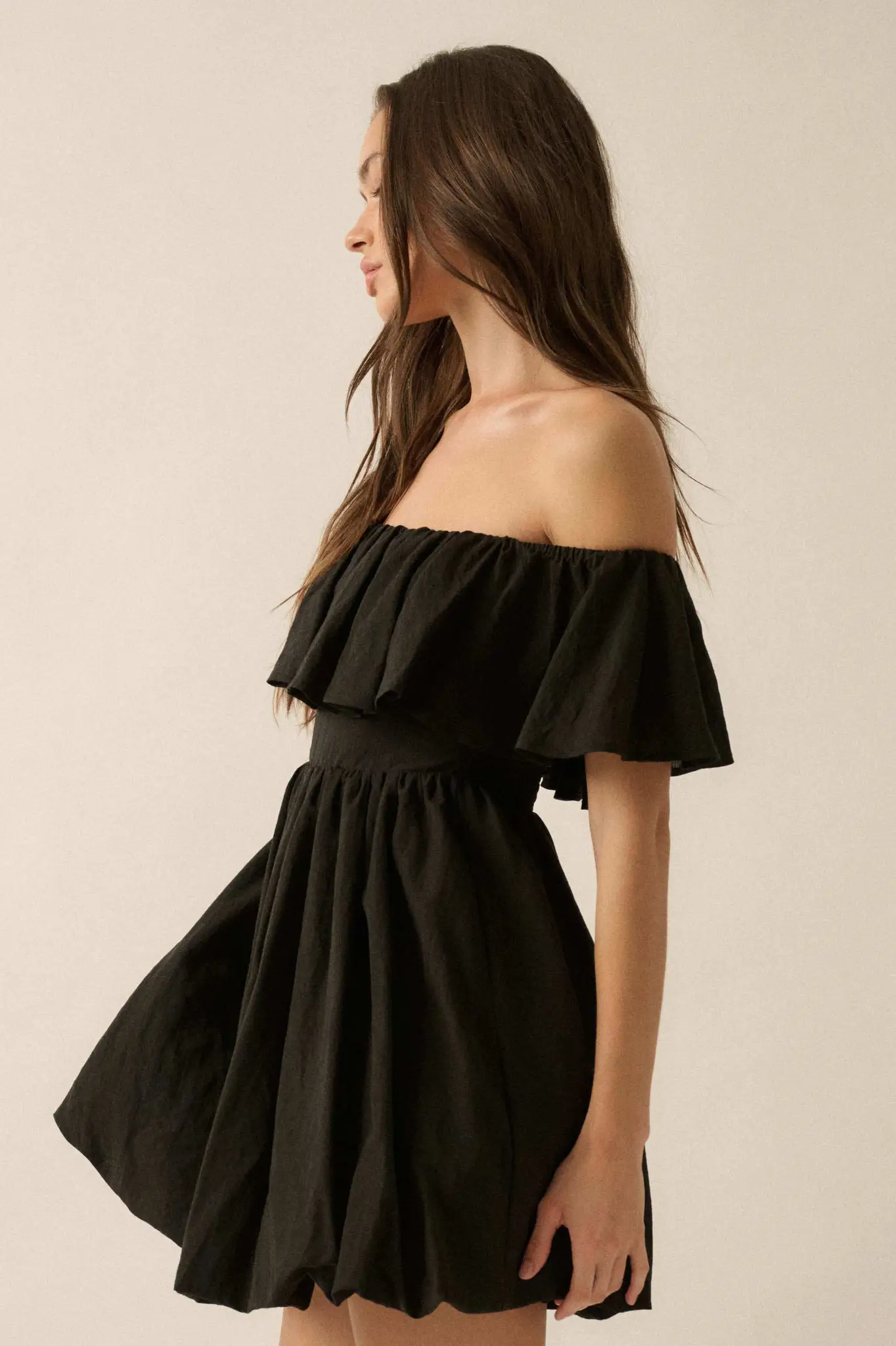 Natural Wonder Off-Shoulder Flounce Mini Dress - Image 5