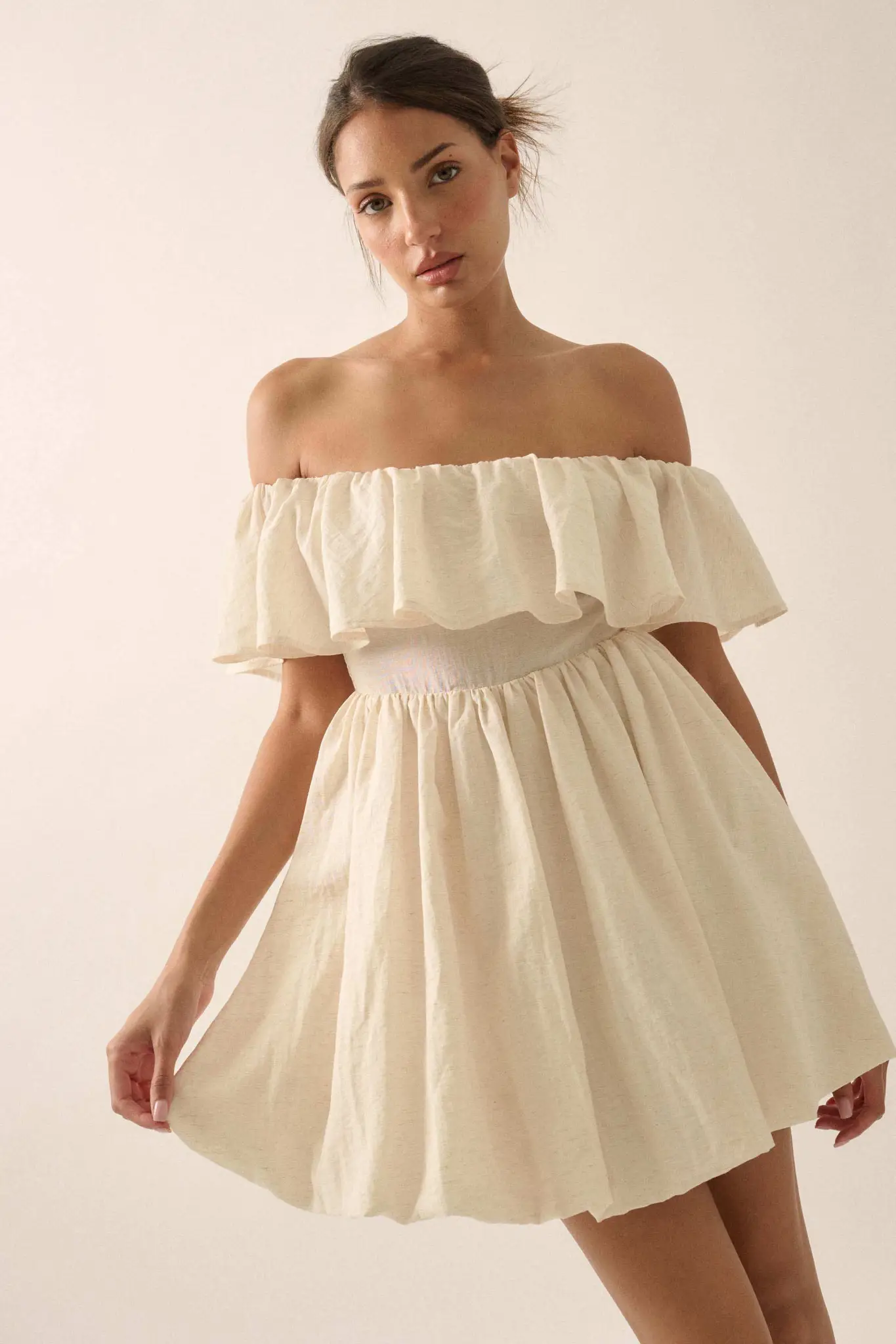 Natural Wonder Off-Shoulder Flounce Mini Dress - Image 7