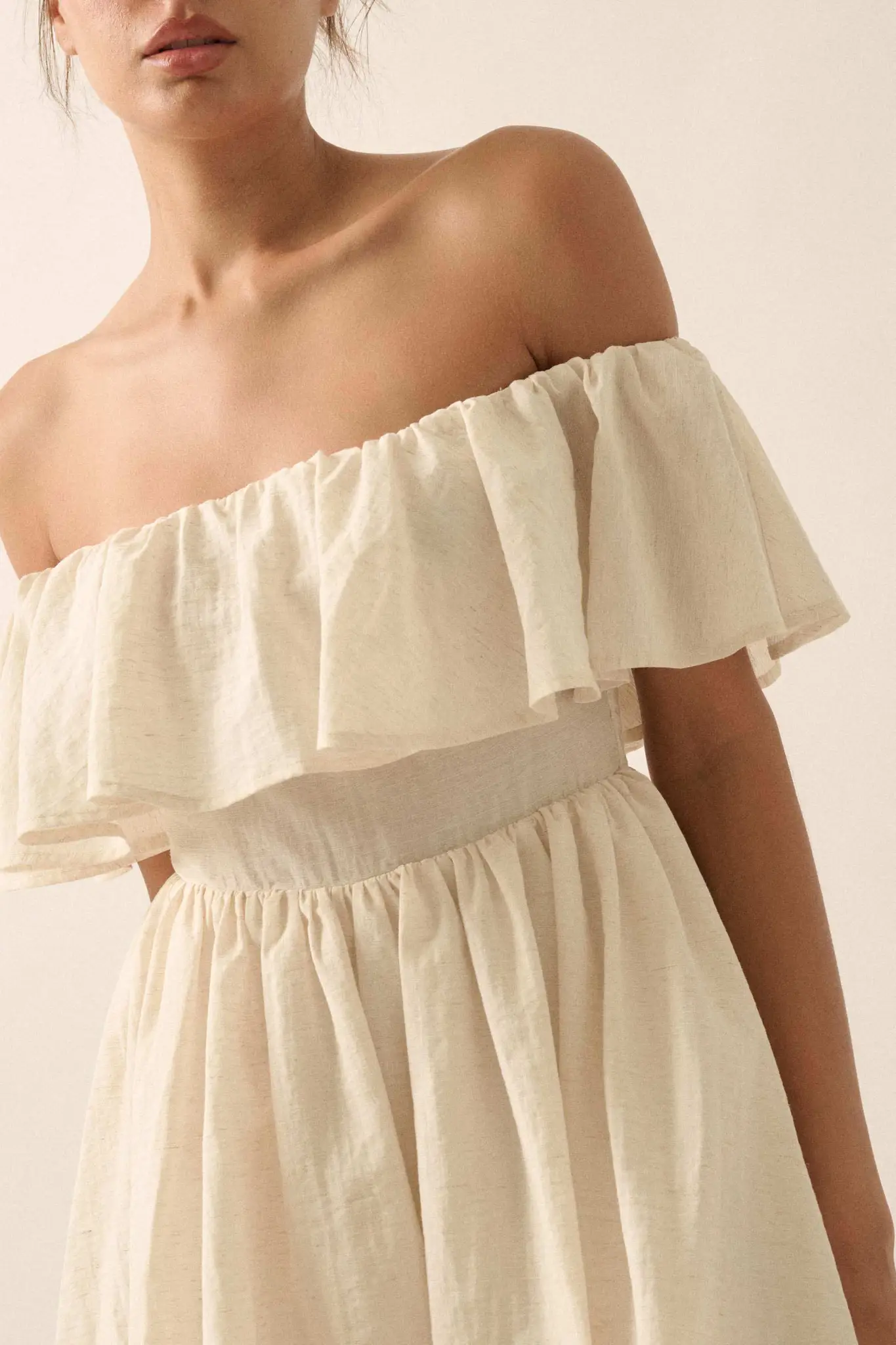 Natural Wonder Off-Shoulder Flounce Mini Dress - Image 8