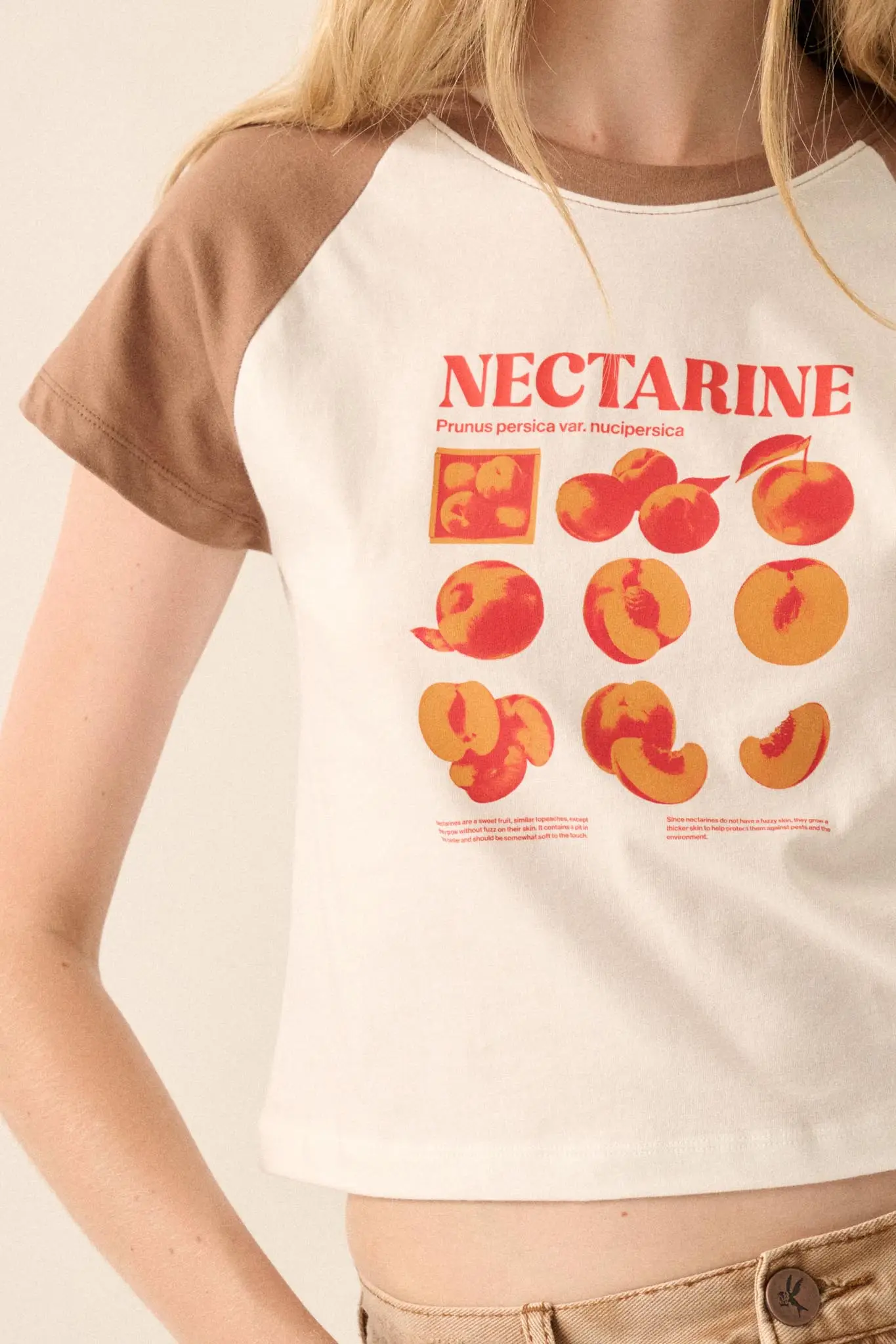Nectarine Cropped Raglan Graphic Baby Tee - Image 2