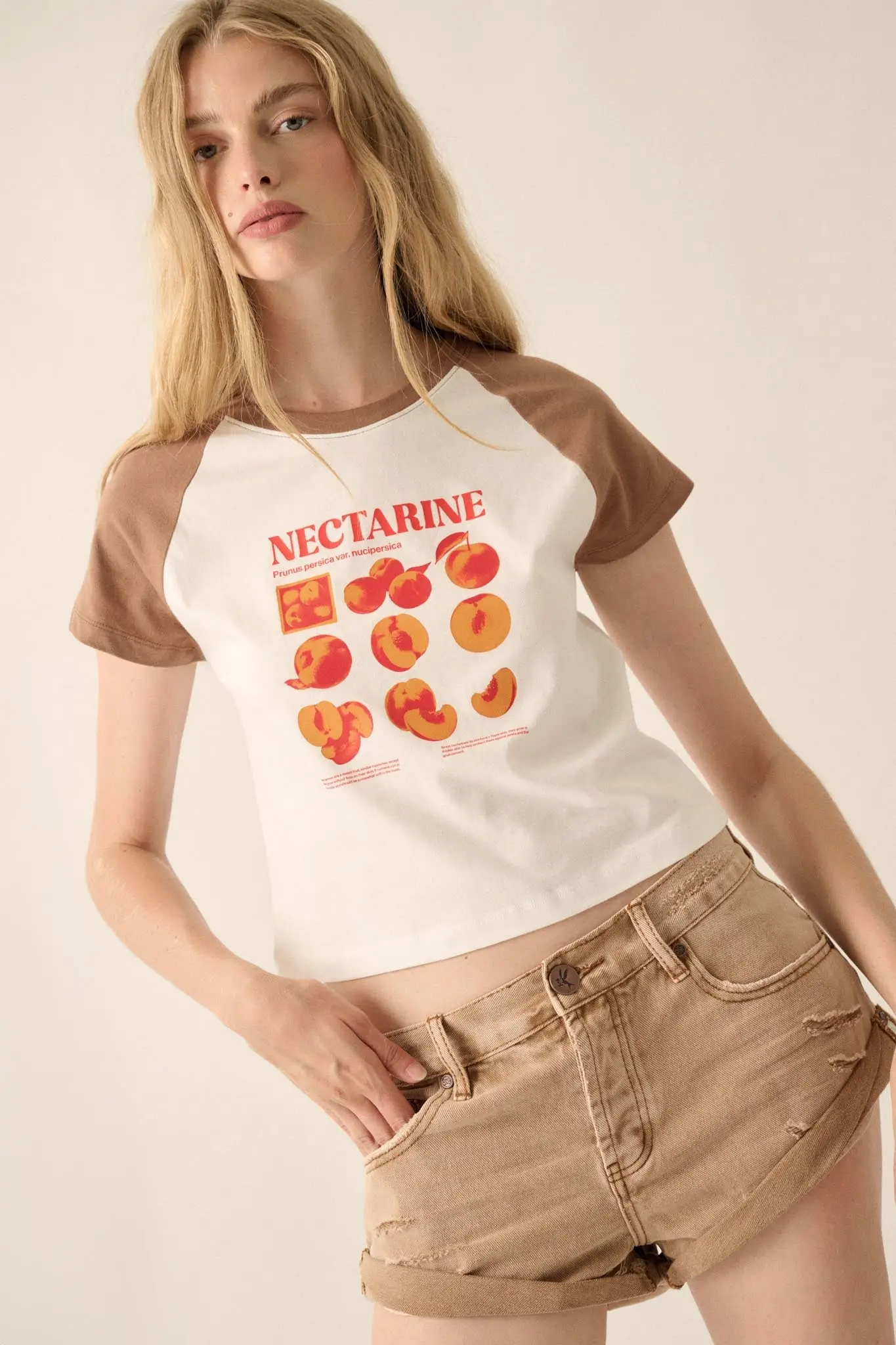 Nectarine Cropped Raglan Graphic Baby Tee - Image 5